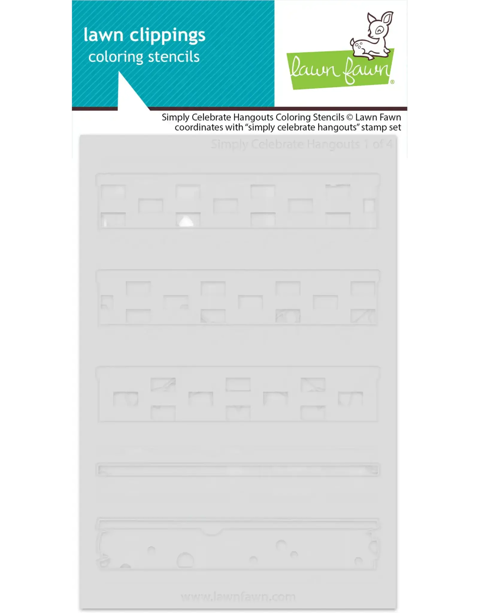 LAWN FAWN LAWN FAWN SIMPLY CELEBRATE HANGOUTS COLORING STENCIL 4/PK