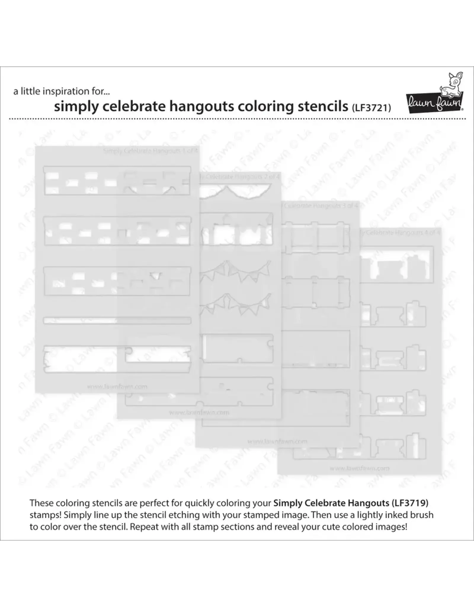 LAWN FAWN LAWN FAWN SIMPLY CELEBRATE HANGOUTS COLORING STENCIL 4/PK
