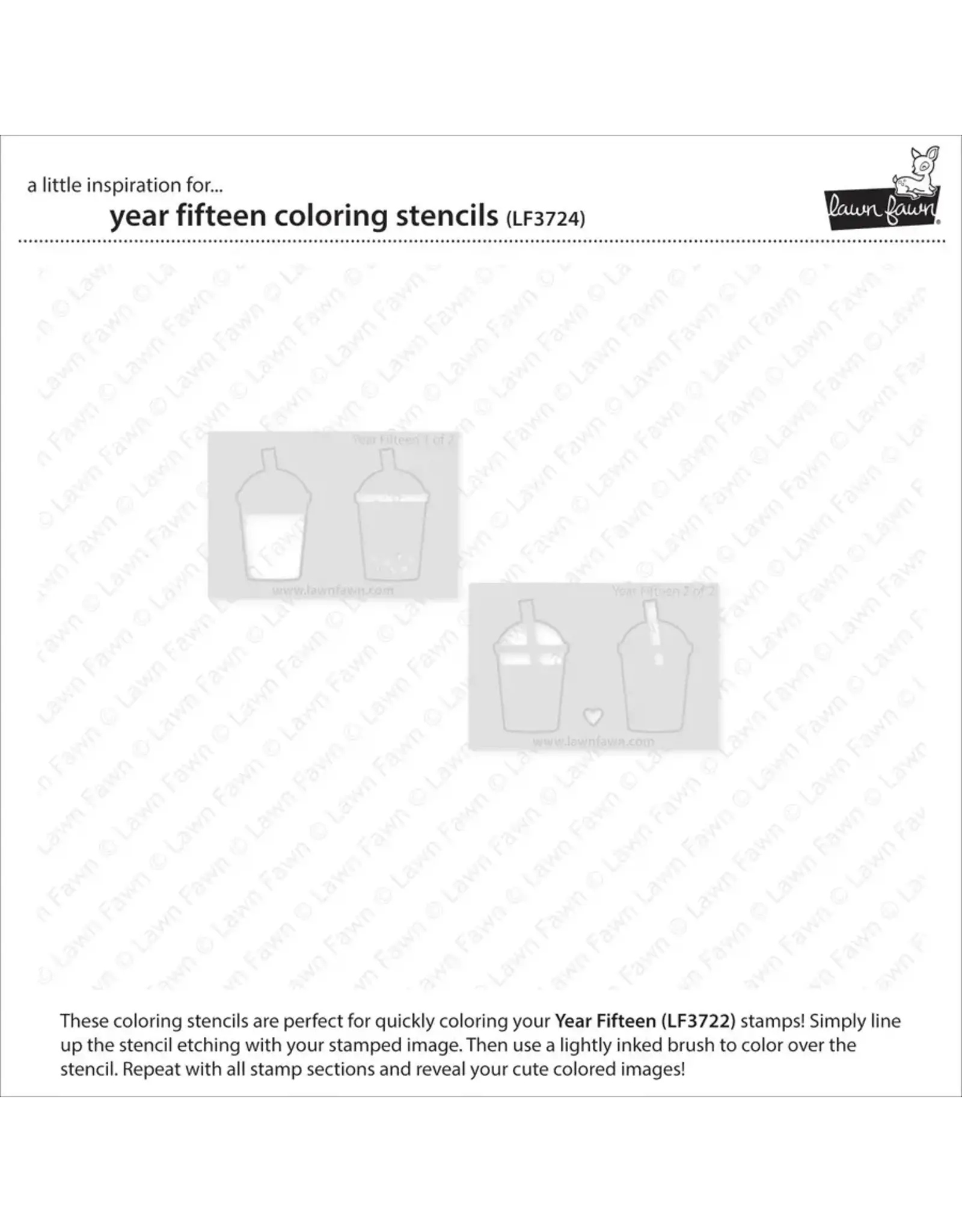 LAWN FAWN LAWN FAWN YEAR FIFTEEN COLORING STENCIL 2/PK