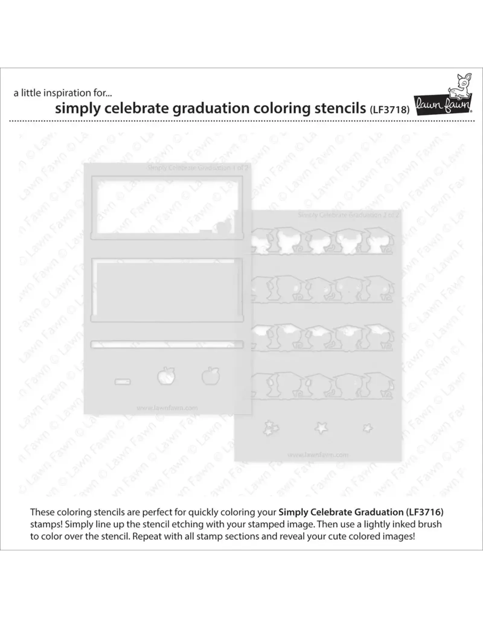 LAWN FAWN LAWN FAWN SIMPLY CELEBRATE GRADUATION COLORING STENCIL 2/PK