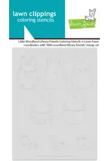 LAWN FAWN LAWN FAWN LITTLE WOODLAND LIBRARY FRIENDS COLORING STENCIL 4/PK