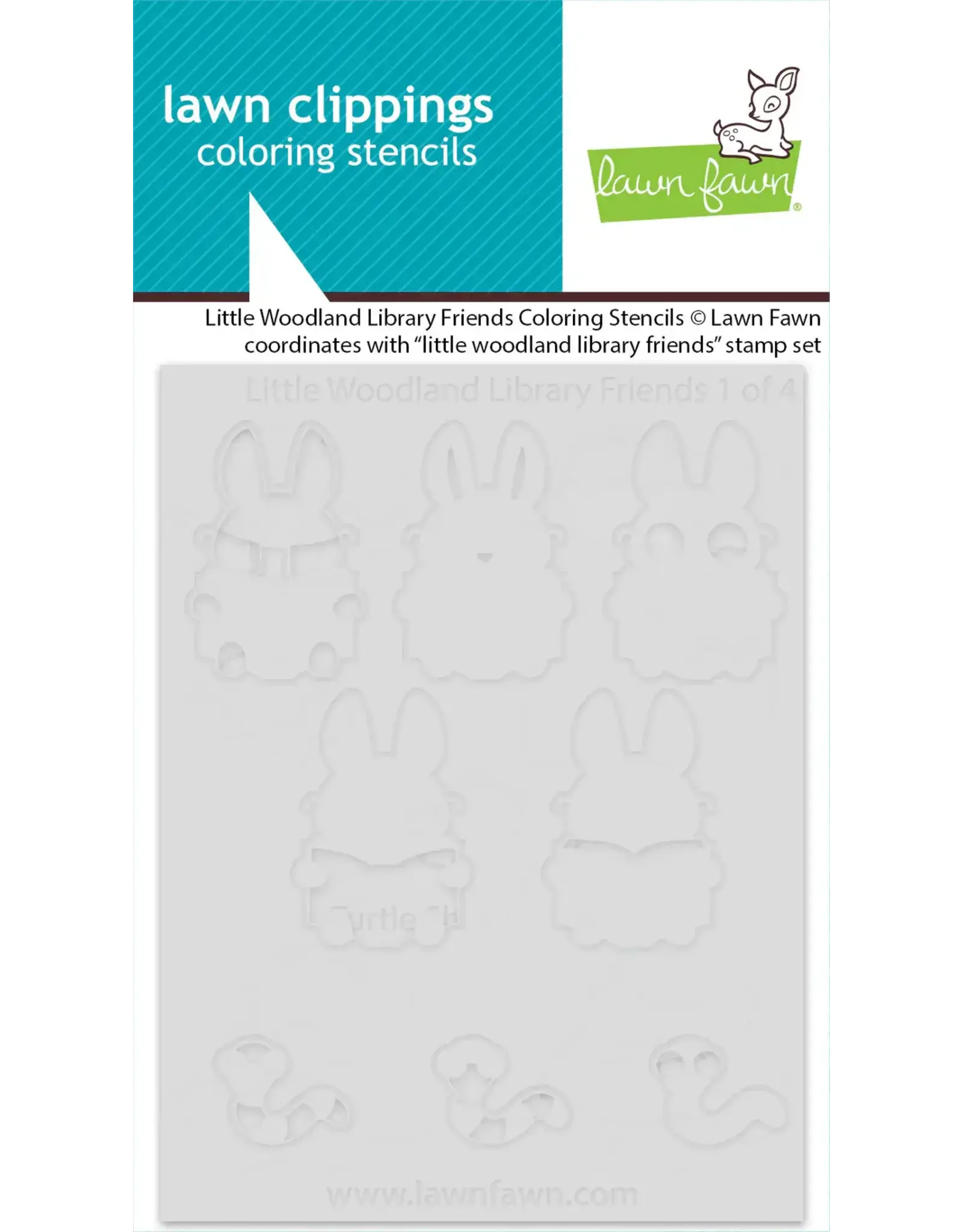 LAWN FAWN LAWN FAWN LITTLE WOODLAND LIBRARY FRIENDS COLORING STENCIL 4/PK