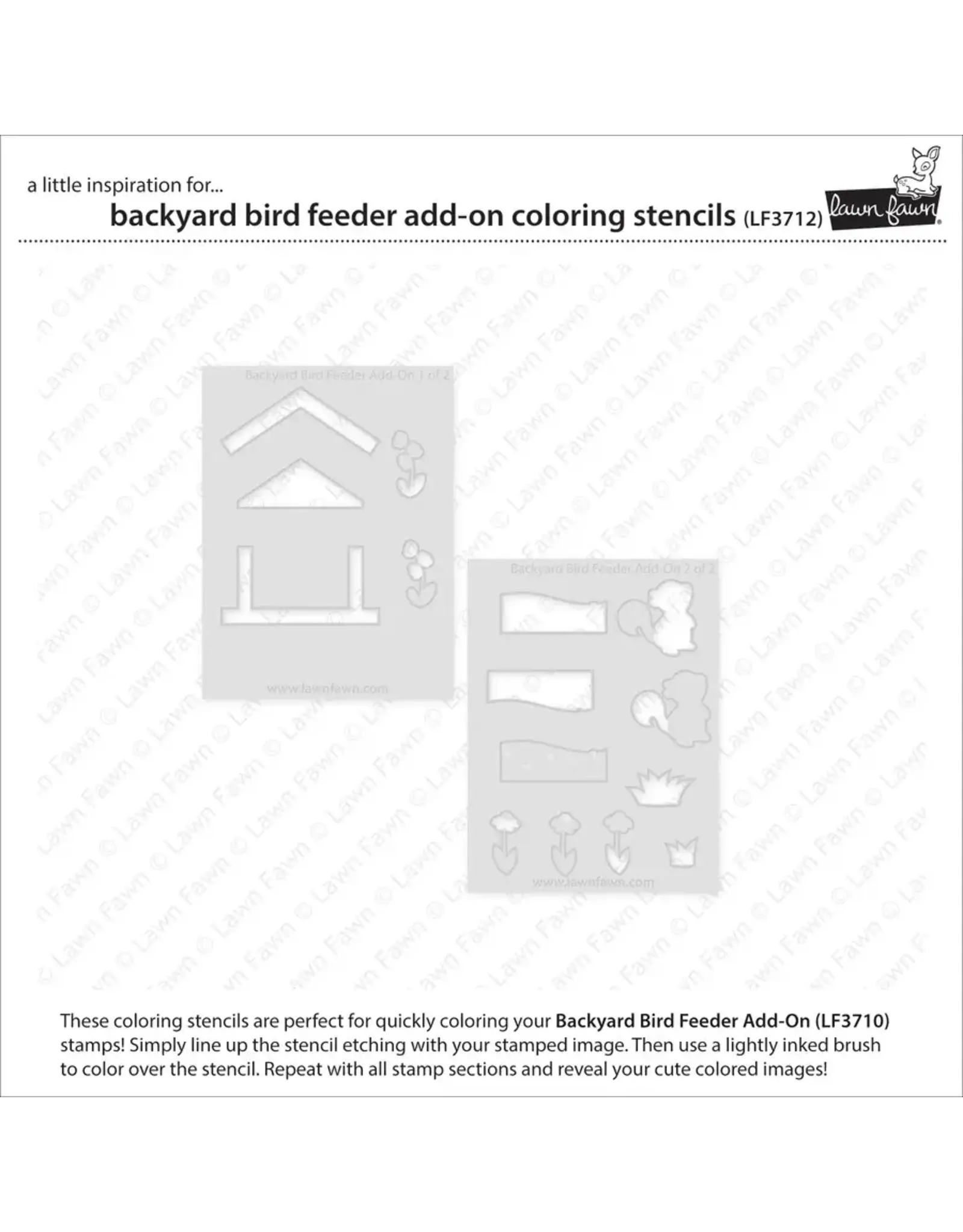 LAWN FAWN LAWN FAWN BACKYARD BIRD FEEDER ADD-ON COLORING STENCIL 2/PK