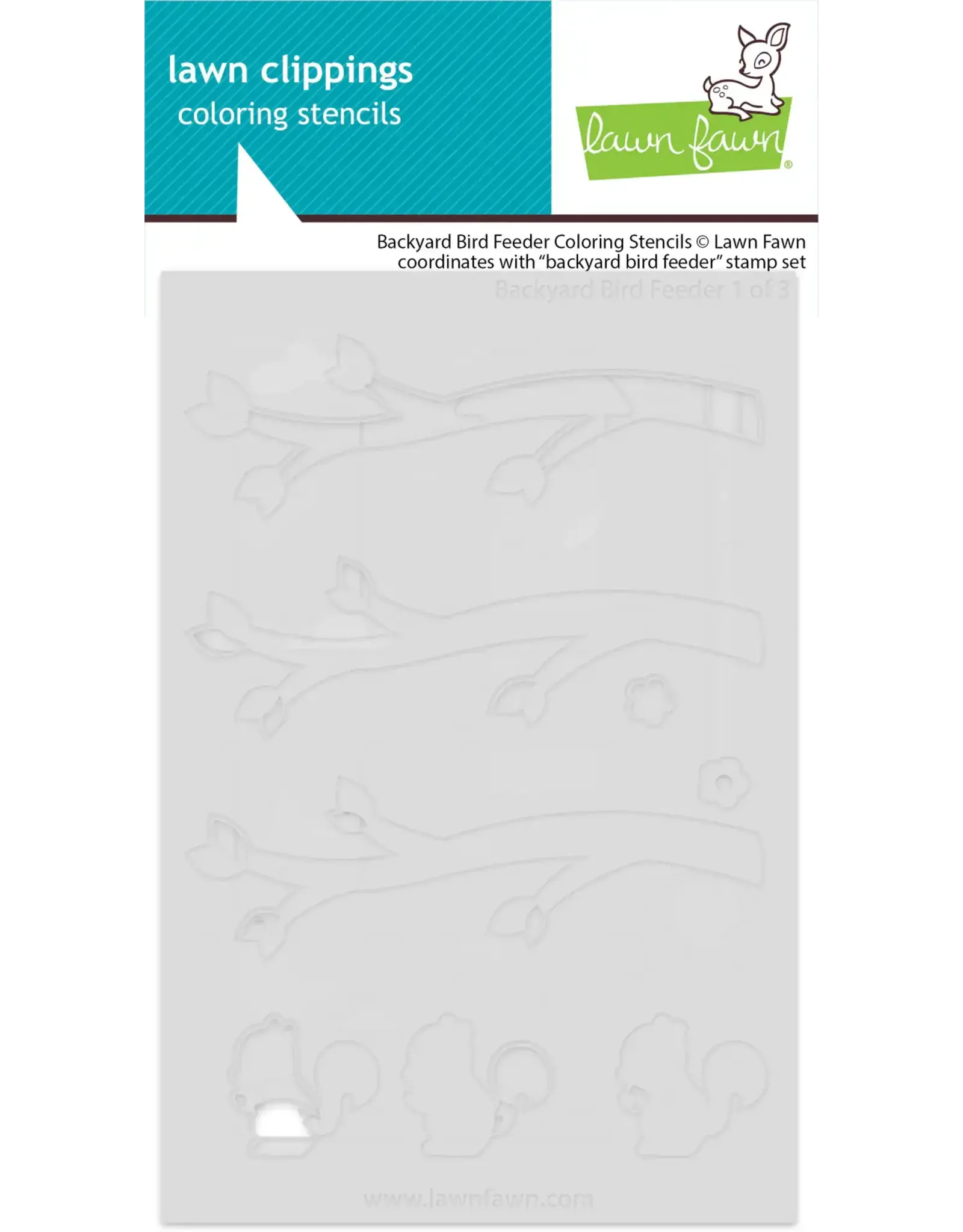 LAWN FAWN LAWN FAWN BACKYARD BIRD FEEDER COLORING STENCIL 3/PK