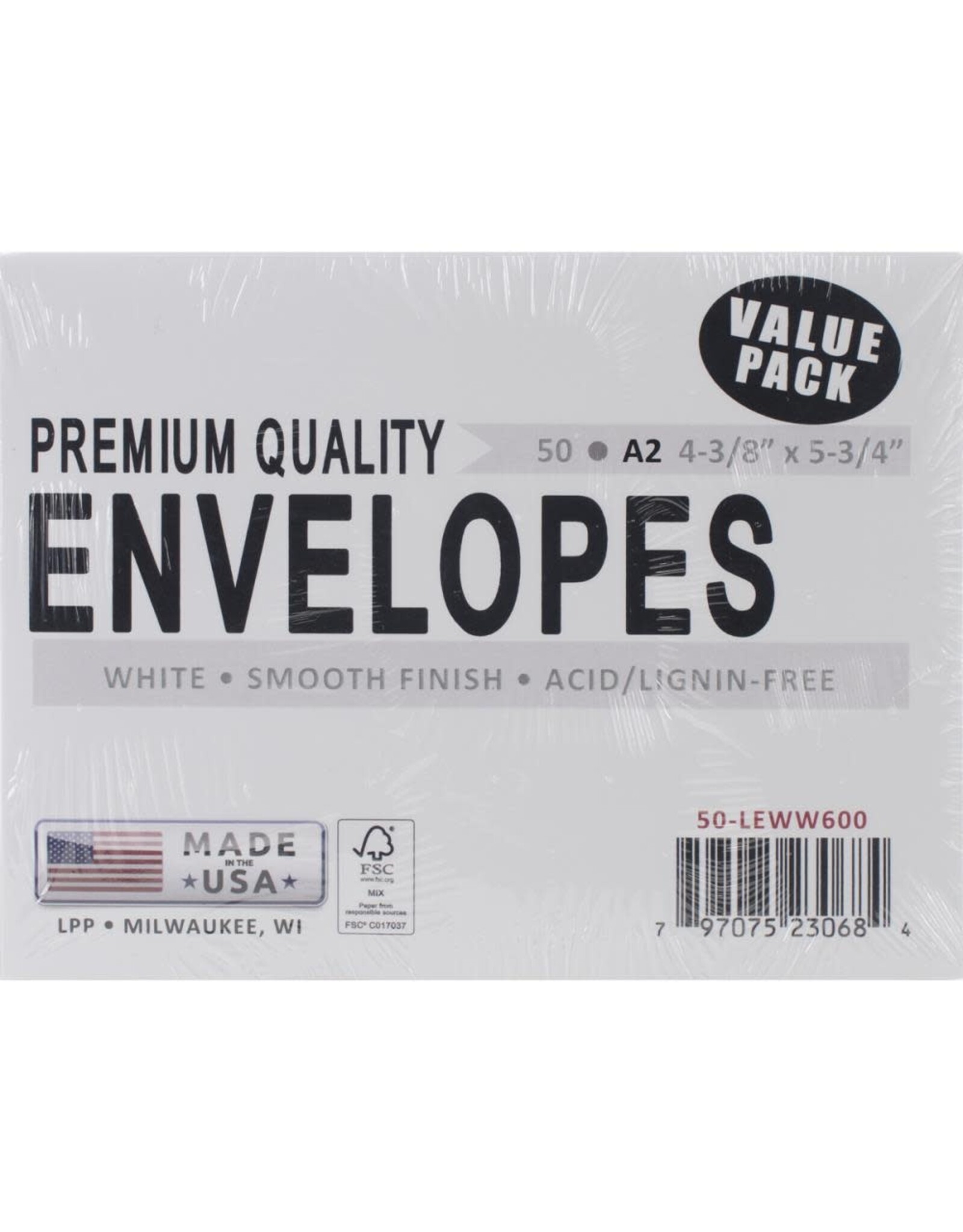 LEADER A2 WHITE ENVELOPES 50/PK