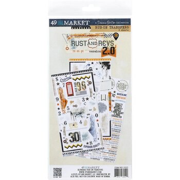 49 AND MARKET 49 AND MARKET RUST & REVS 2.0 6x12 RUB-ON TRANSFER SET 3/PK