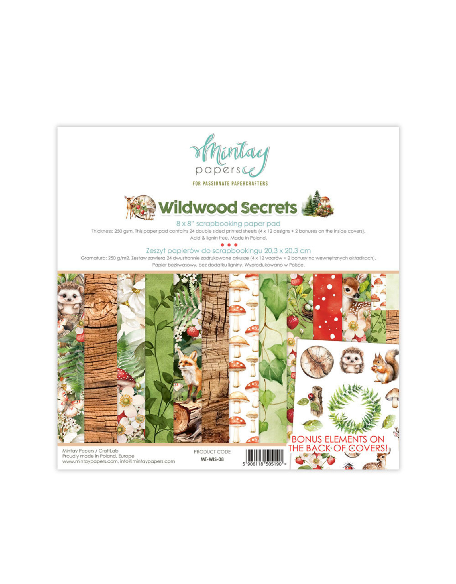MINTAY MINTAY WILDWOOD SECRETS 8x8 PAPER PAD 24 SHEETS