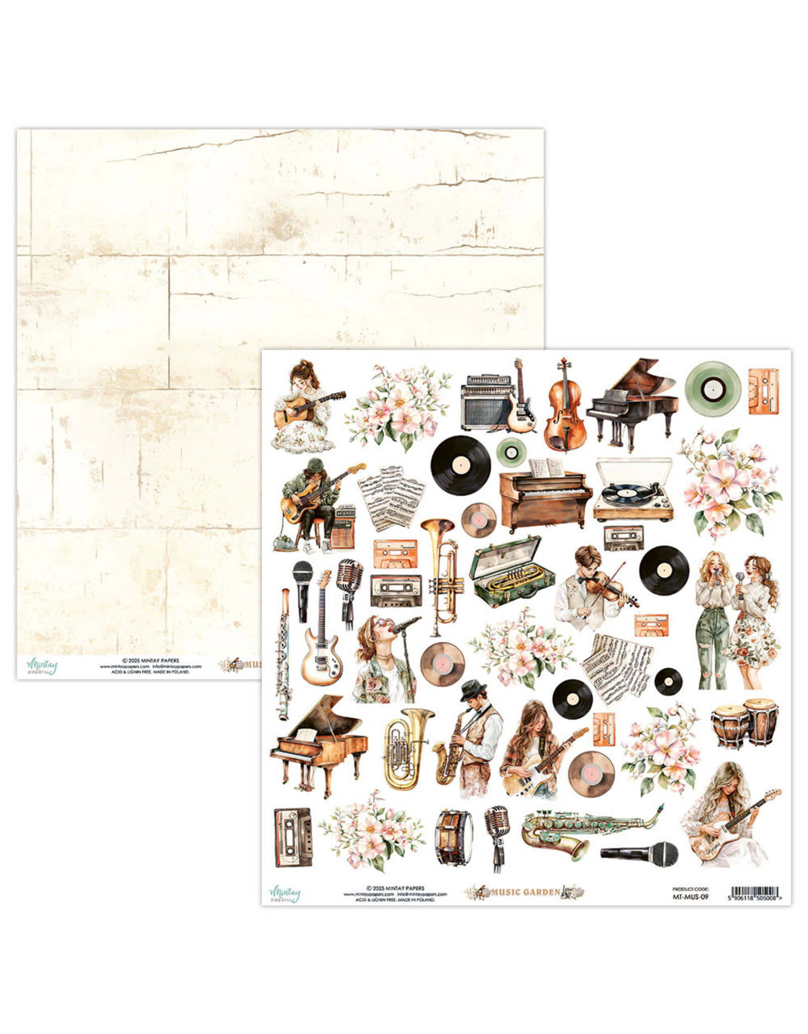 MINTAY MINTAY MUSIC GARDEN #09 ELEMENTS CARDSTOCK 12x12
