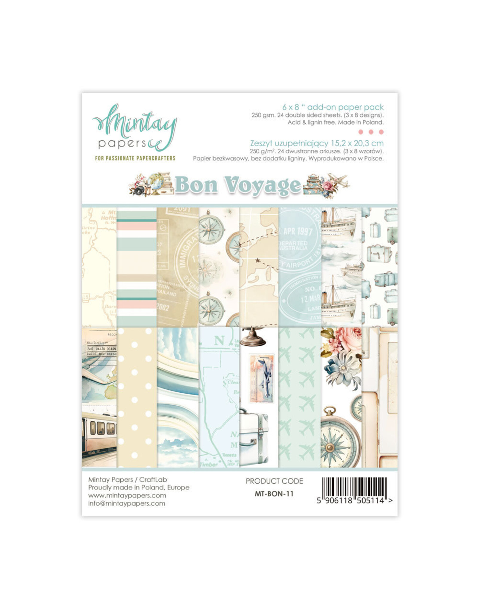 MINTAY MINTAY BON VOYAGE 6x8 ADD-ON PAPER PAD 24 SHEETS