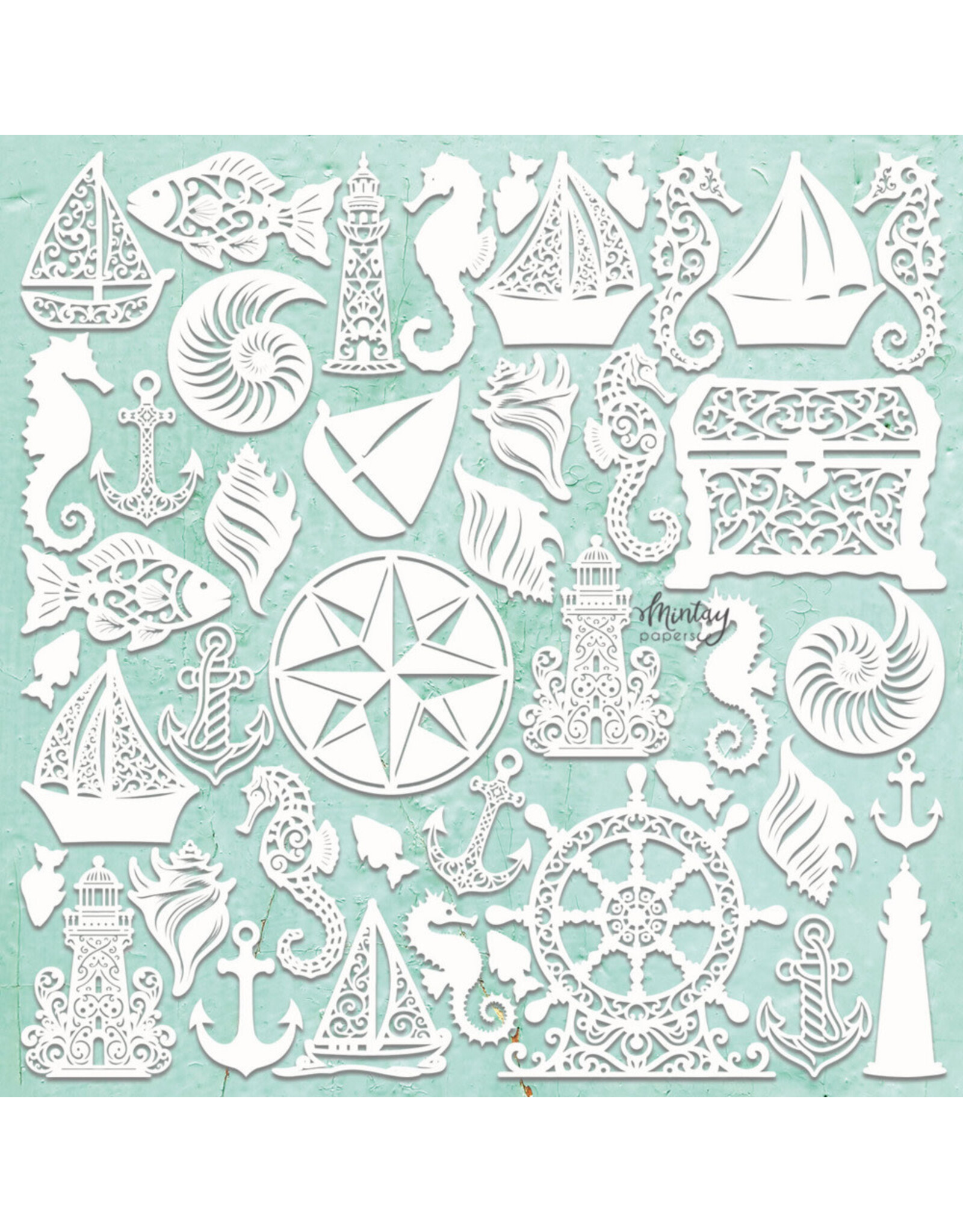MINTAY MINTAY CHIPPIES - SEASHORE FILIGREE 12x12 CHIPBOARD