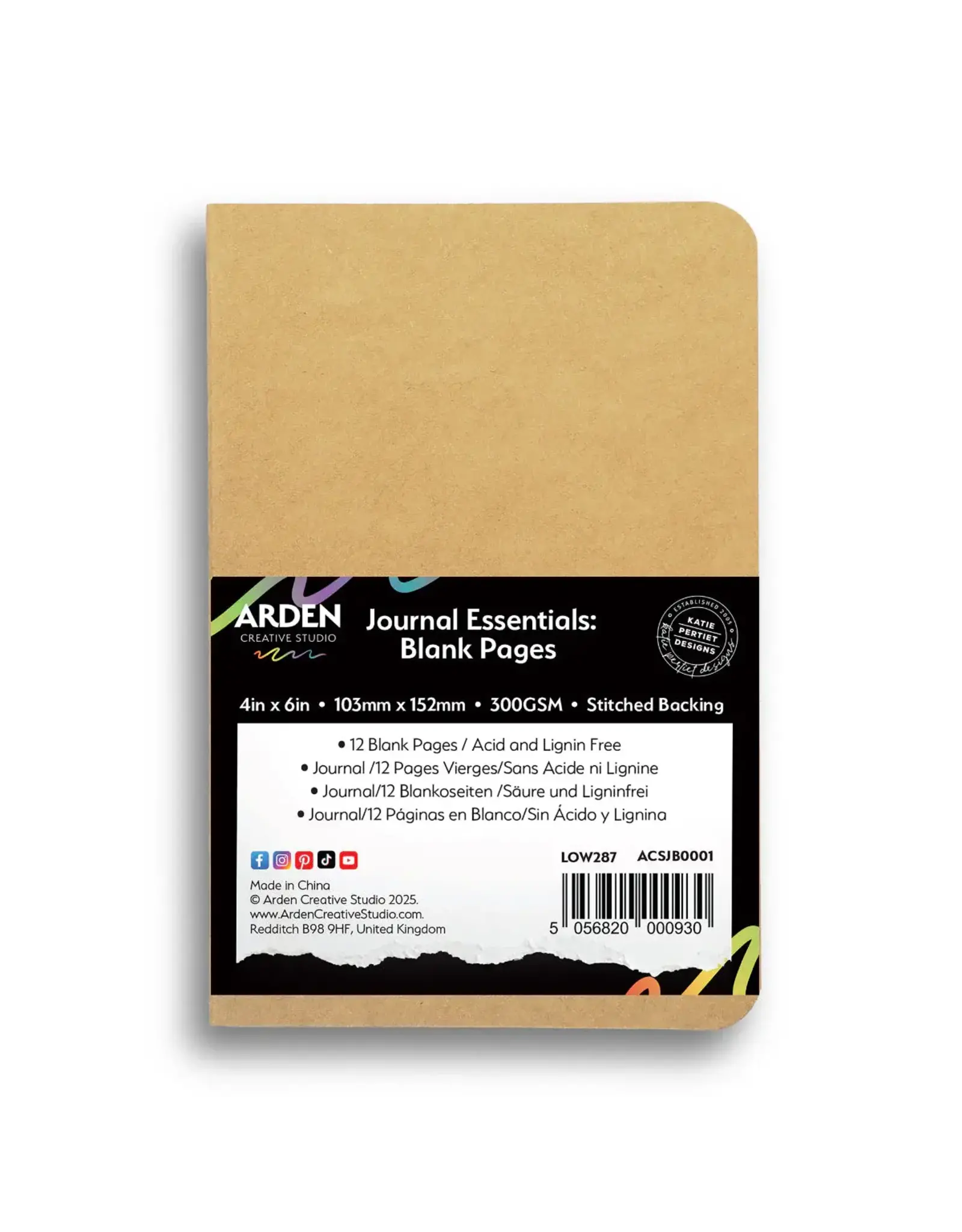 ARDEN CREATIVE STUDIO ARDEN CREATIVE STUDIO STITCHED JOURNAL ESSENTIALS BLANK PAGES 4x6