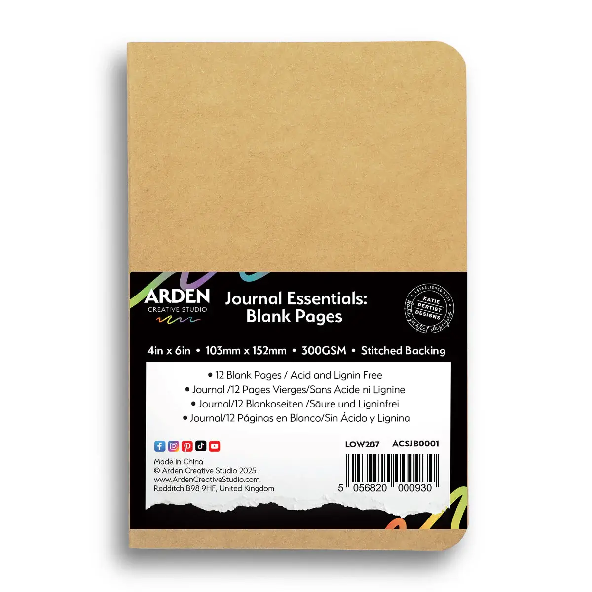 ARDEN CREATIVE STUDIO ARDEN CREATIVE STUDIO STITCHED JOURNAL ESSENTIALS BLANK PAGES 4x6