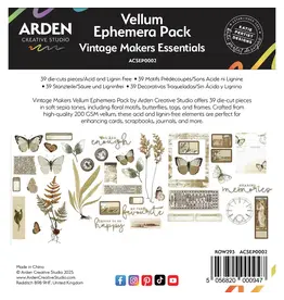ARDEN CREATIVE STUDIO ARDEN CREATIVE STUDIO VINTAGE MAKERS VELLUM EPHEMERA DIE-CUTS