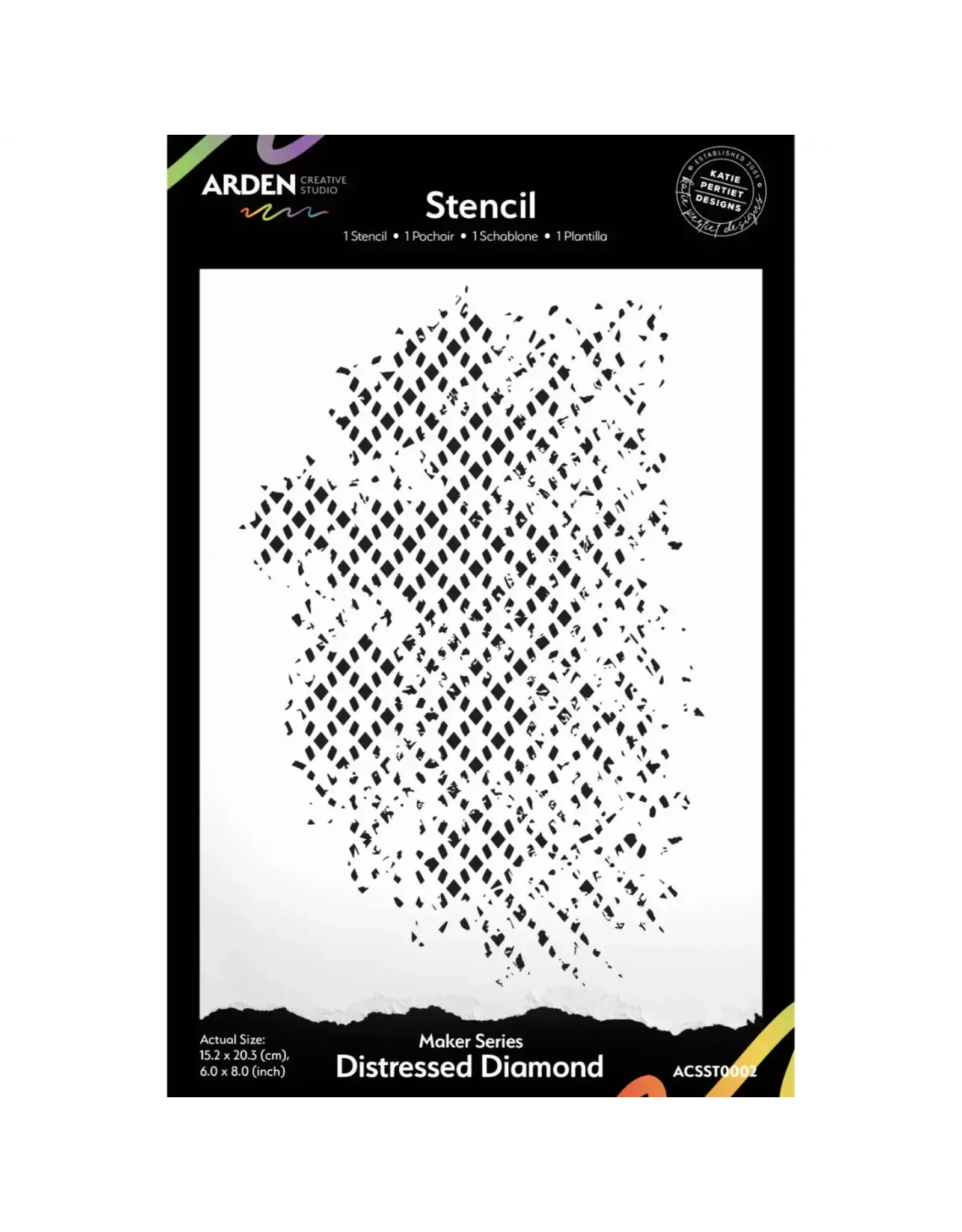 ARDEN CREATIVE STUDIO ARDEN CREATIVE STUDIO MAKER SERIES DISTRESSED DIAMOND 6x8 STENCIL
