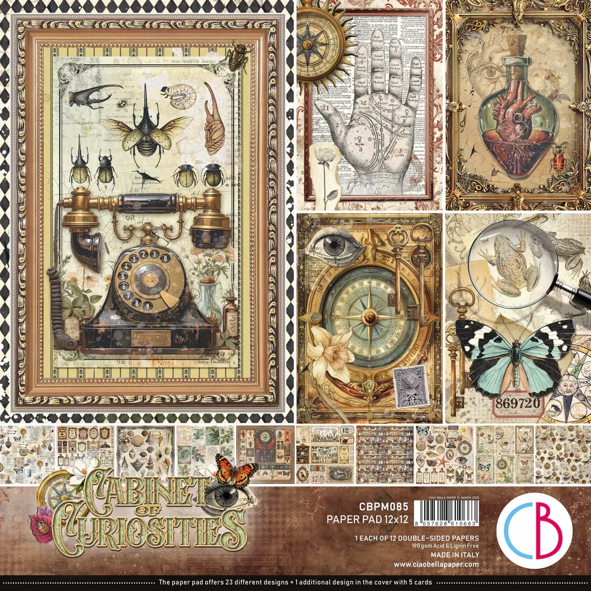 CIAO BELLA CIAO BELLA CABINET OF CURIOSITIES 12x12 PAPER PAD 12 SHEETS