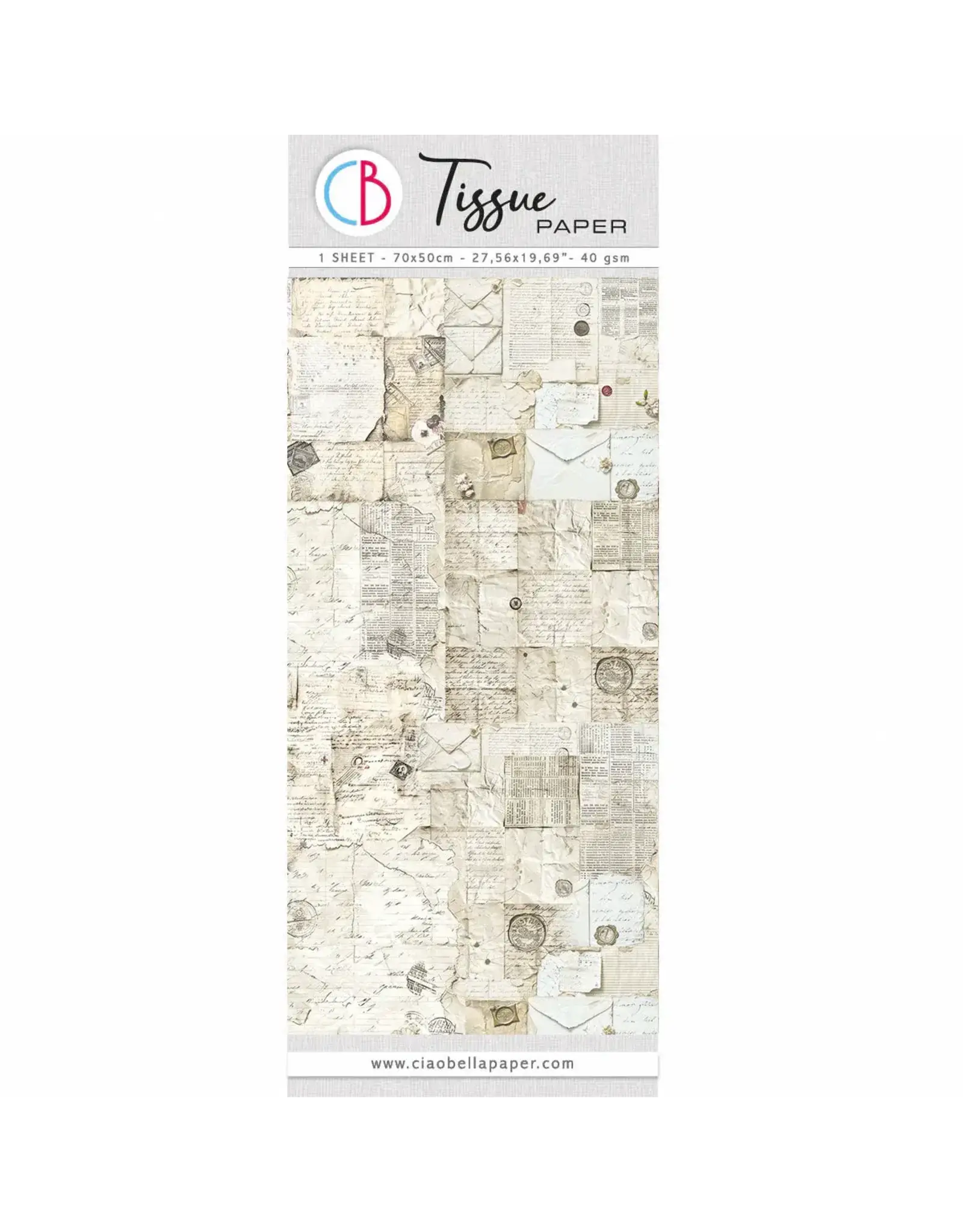 CIAO BELLA CIAO BELLA ANTIQUE HANDWRITTEN LETTER TISSUE PAPER 69cm x 49cm