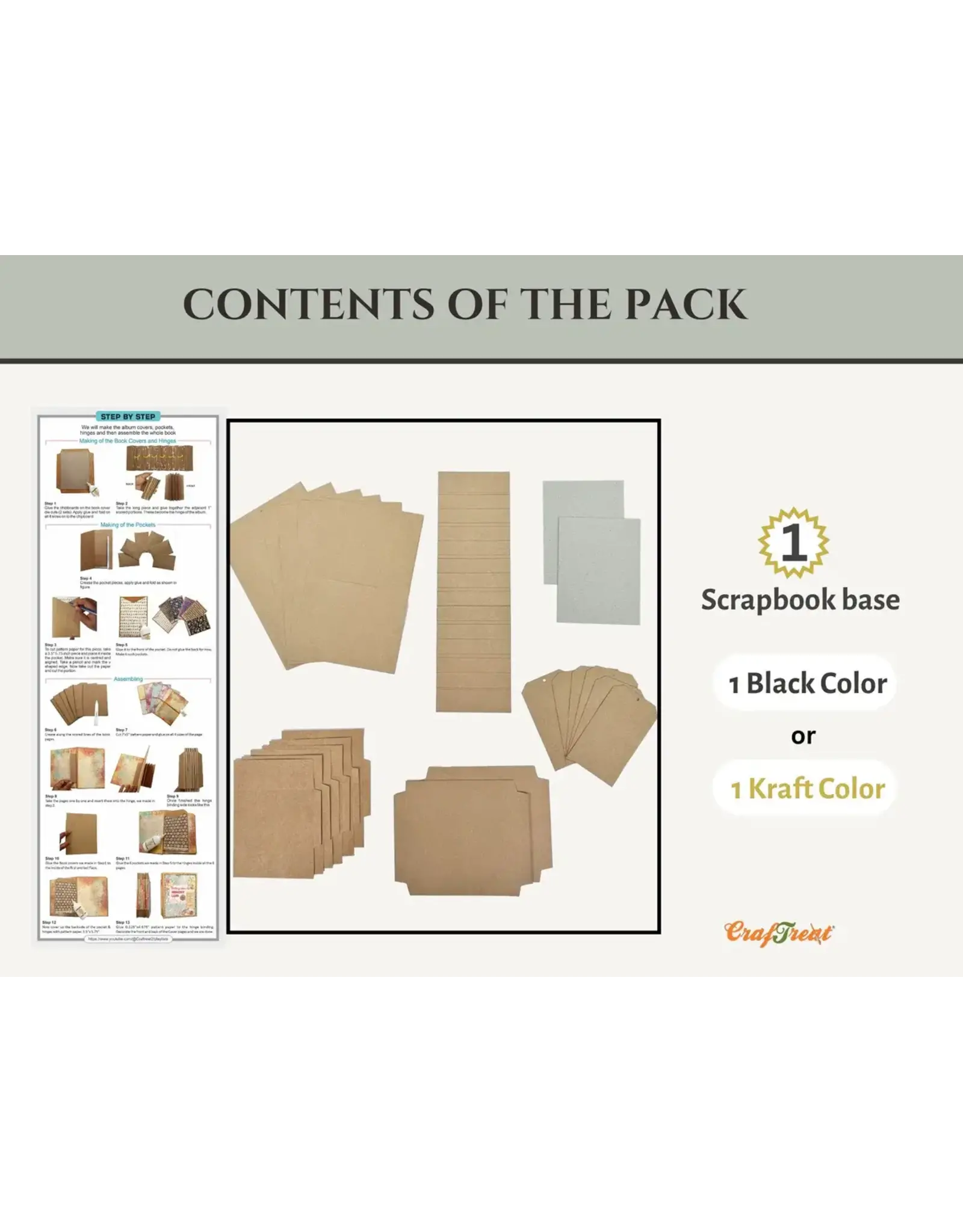 CRAFTREAT CRAFTREAT SCRAPBOOK BLANKS DIY KRAFT ACCORDION HINGE BOOK