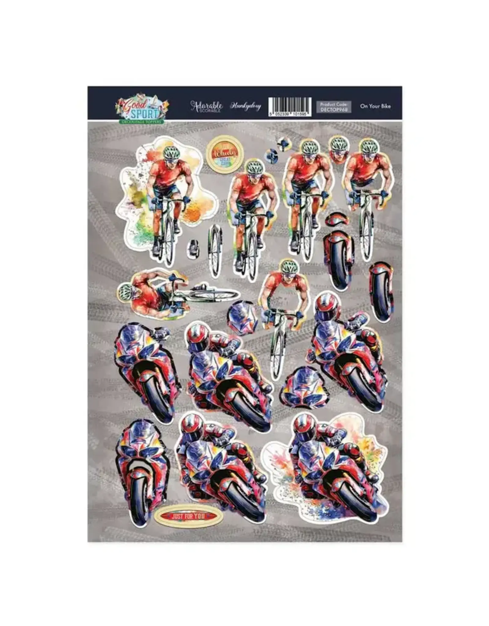 HUNKYDORY CRAFTS LTD. HUNKYDORY ON YOUR BIKE DECOUPAGE TOPPERS