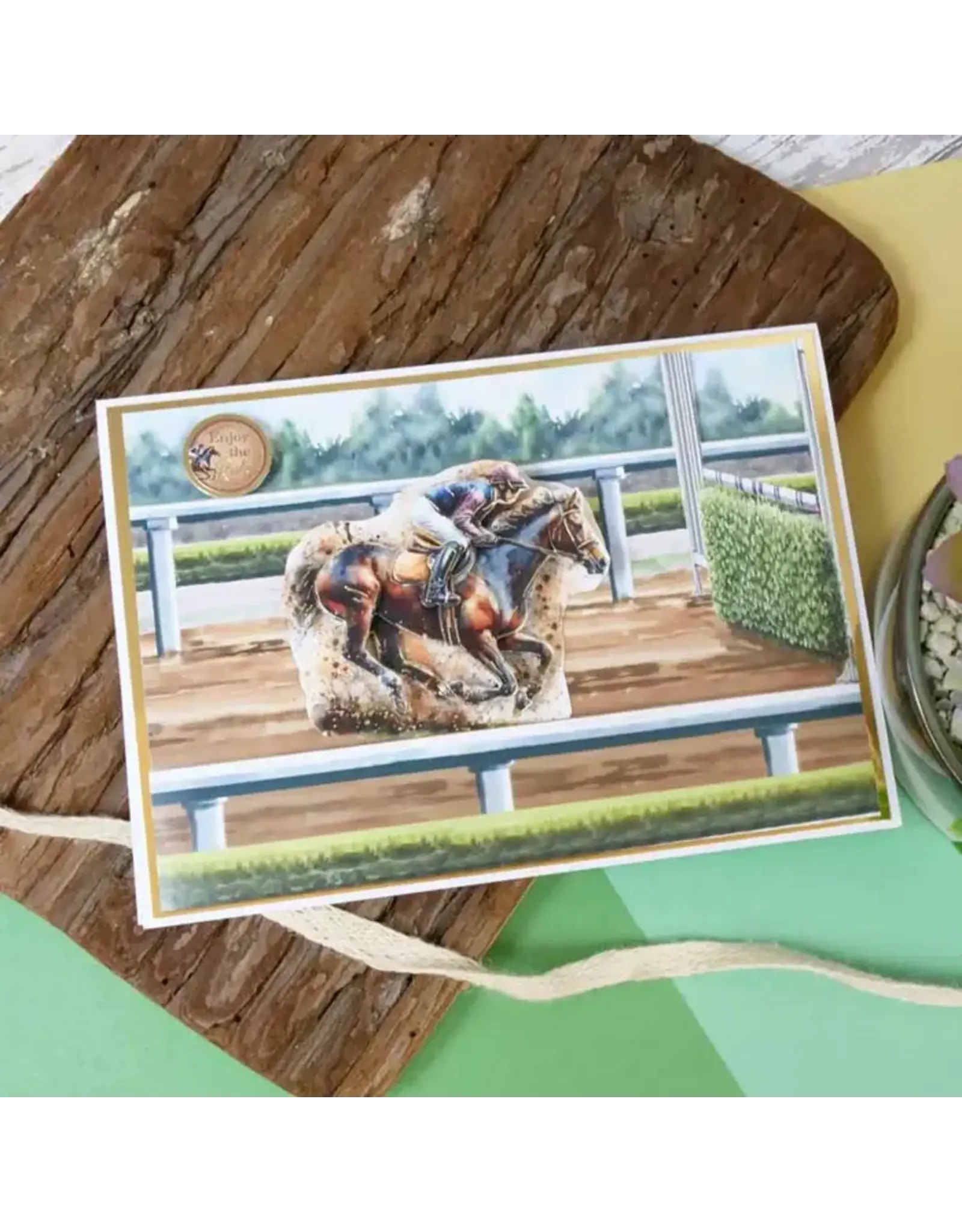 HUNKYDORY CRAFTS LTD. HUNKYDORY THE RACE IS ON DECOUPAGE TOPPERS