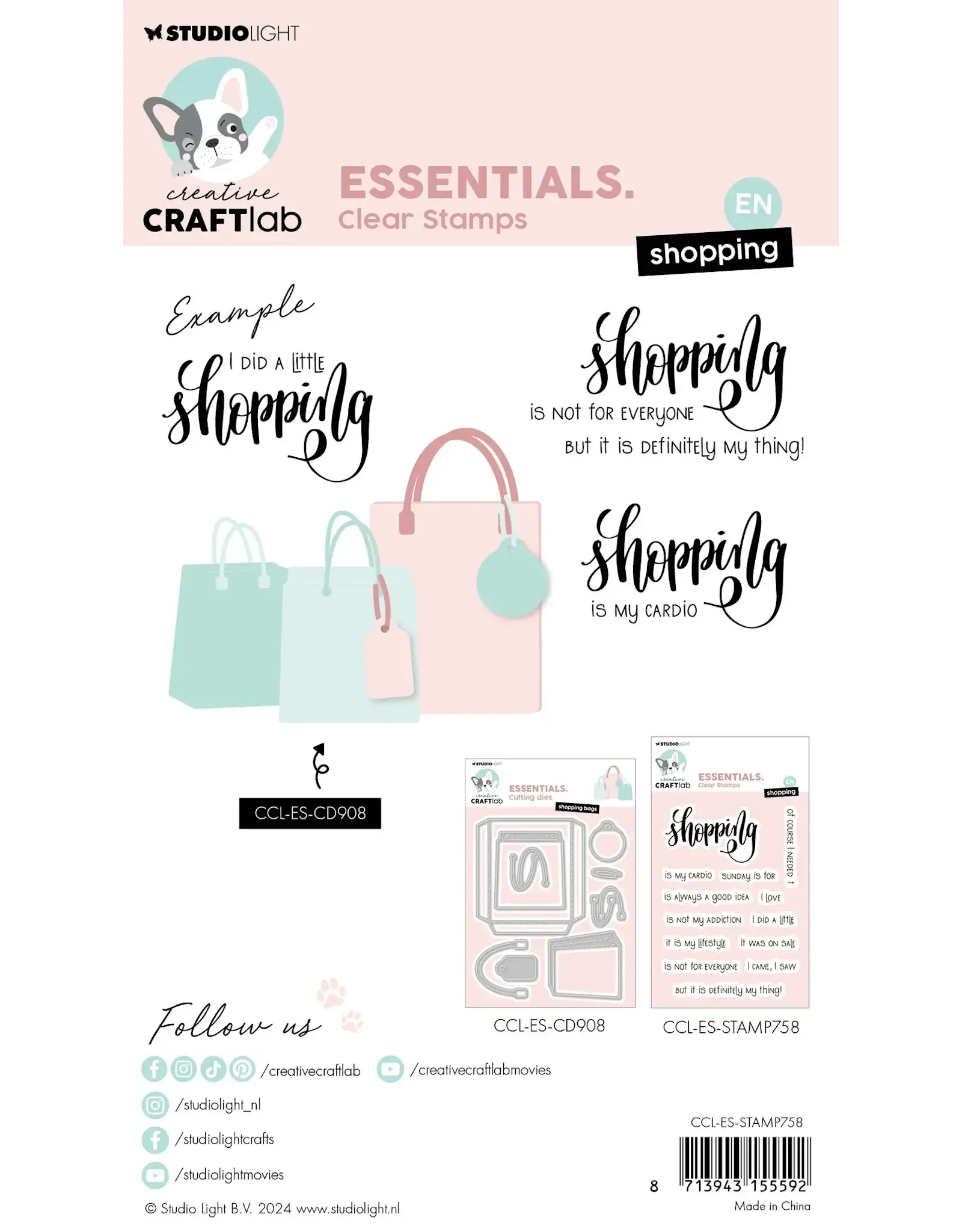 STUDIOLIGHT STUDIOLIGHT CREATIVE CRAFTLAB ESSENTIALS SHOPPING CLEAR STAMP SET