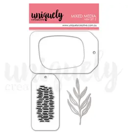 UNIQUELY CREATIVE UNIQUELY CREATIVE MIXED MEDIA MINI SET 3 CLEAR STAMP STENCIL AND DIE