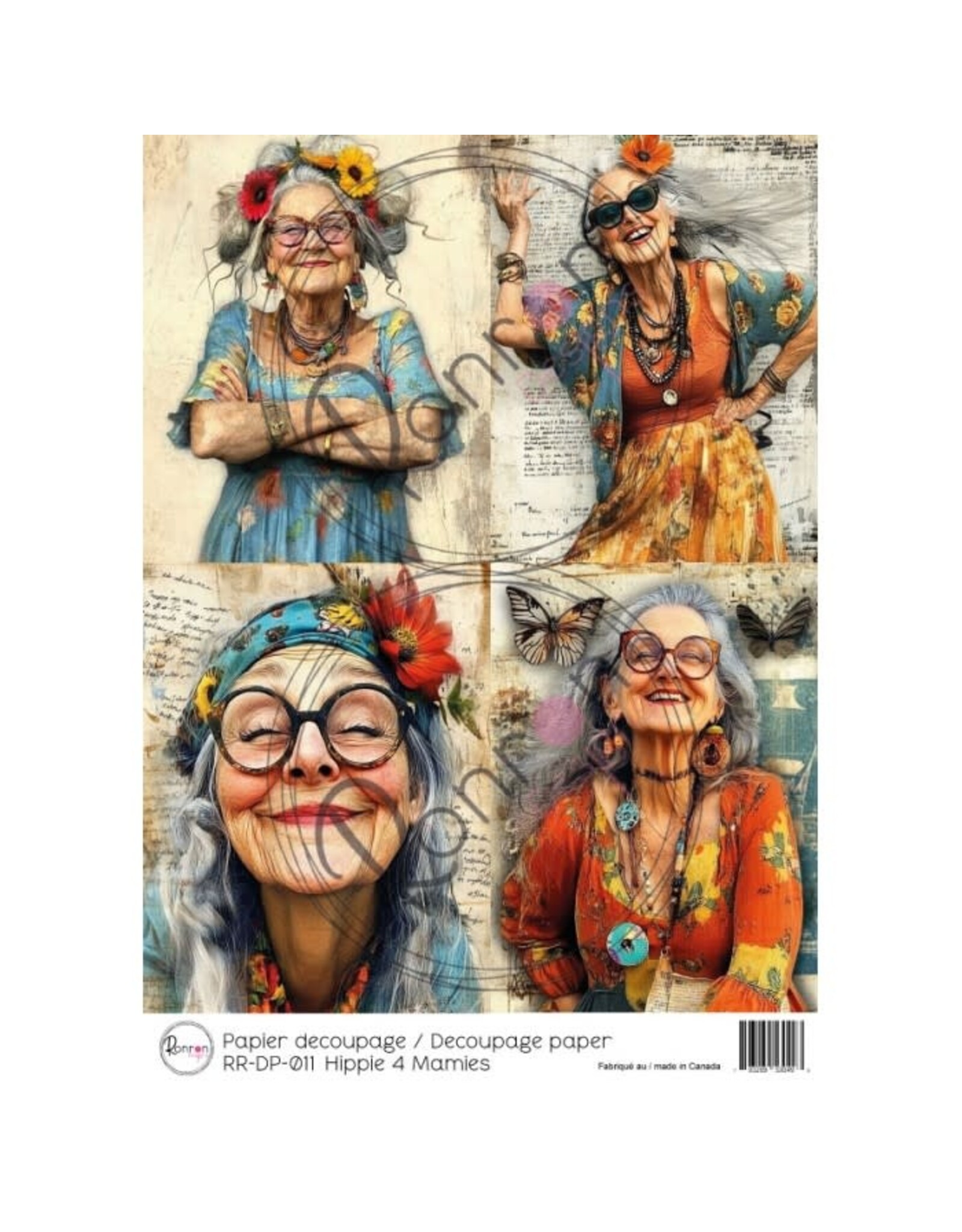 RONRON DESIGNS RONRON DESIGNS HIPPIE 4 MAMIES RICE PAPER