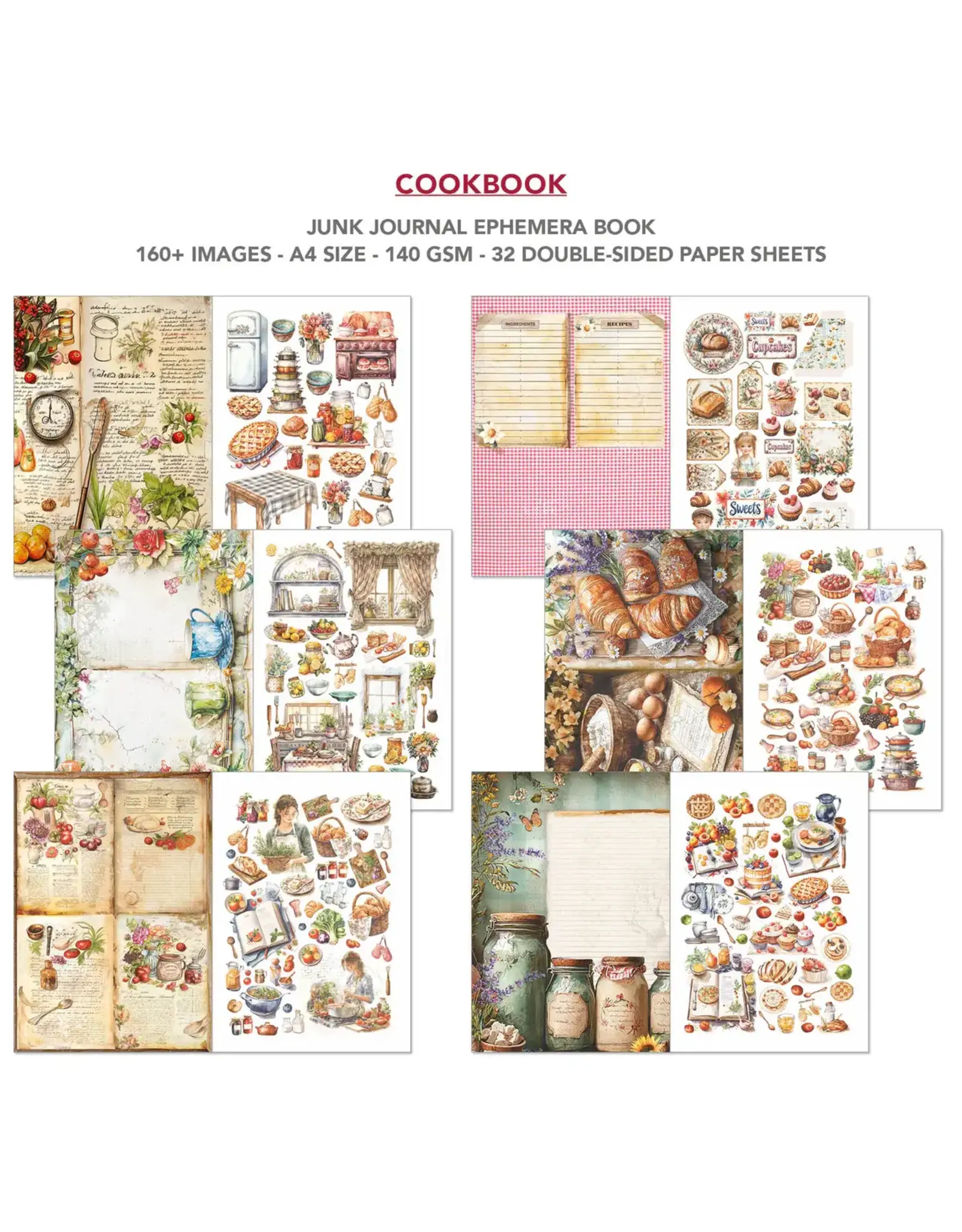 CIAO BELLA CIAO BELLA COOKBOOK JUNK JOURNAL & EPHEMERA 32/PK