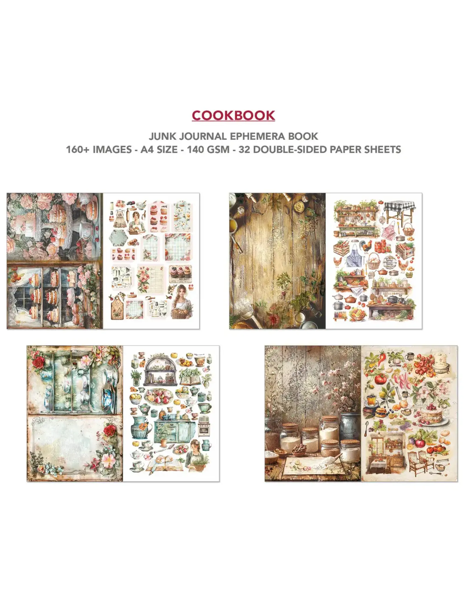 CIAO BELLA CIAO BELLA COOKBOOK JUNK JOURNAL & EPHEMERA 32/PK