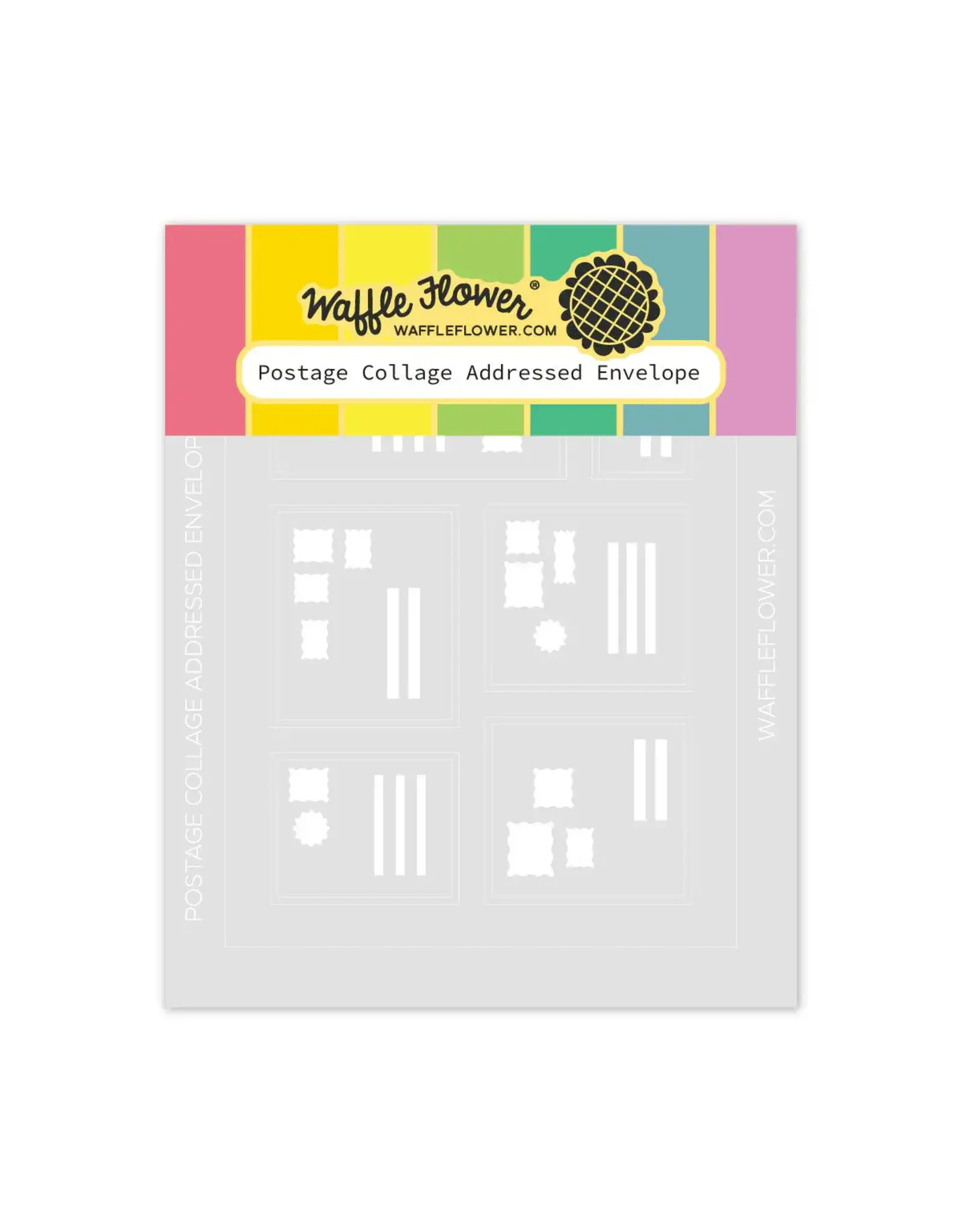 WAFFLE FLOWER WAFFLE FLOWER POSTAGE COLLAGE ADDRESSED ENVELOPE STENCIL