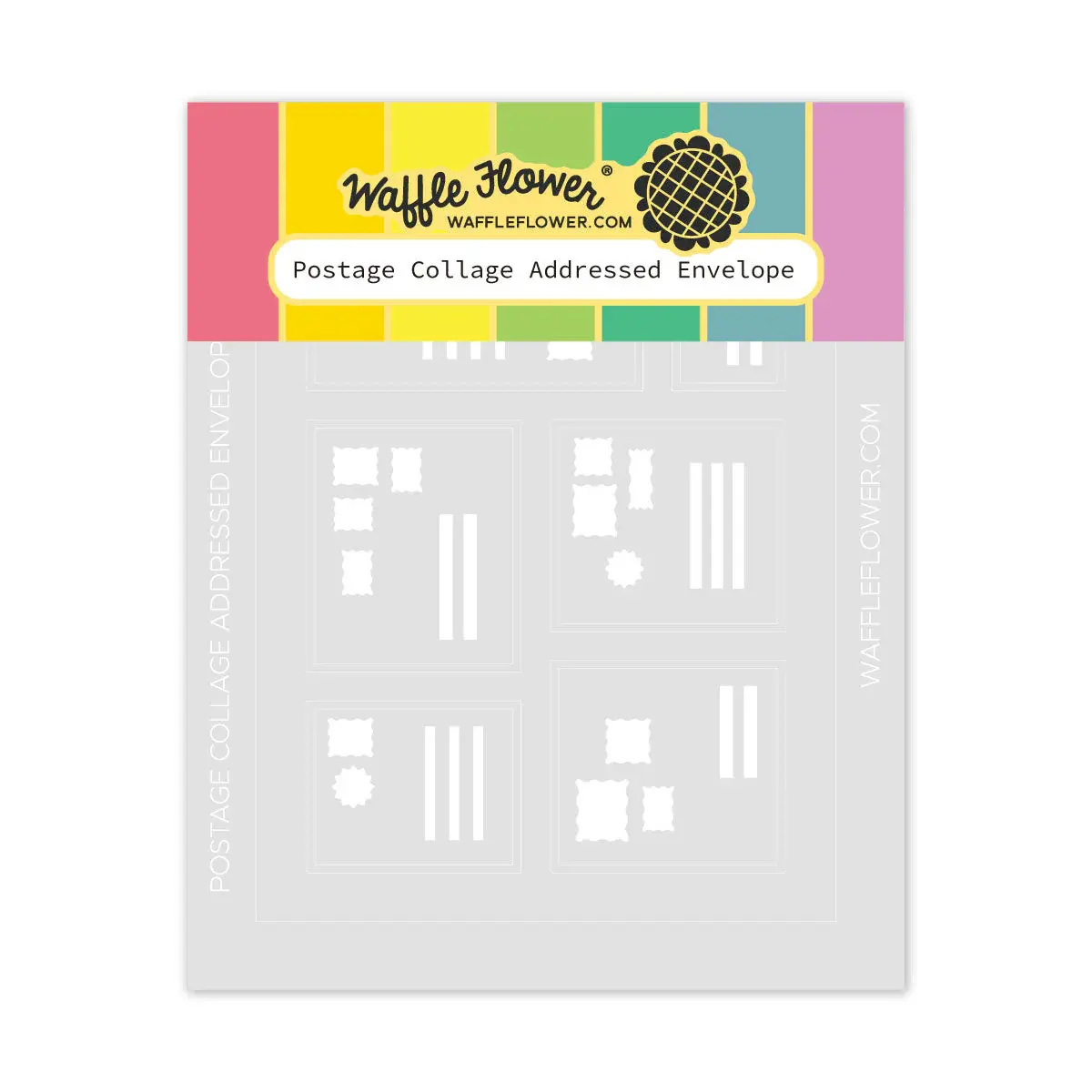 WAFFLE FLOWER WAFFLE FLOWER POSTAGE COLLAGE ADDRESSED ENVELOPE STENCIL