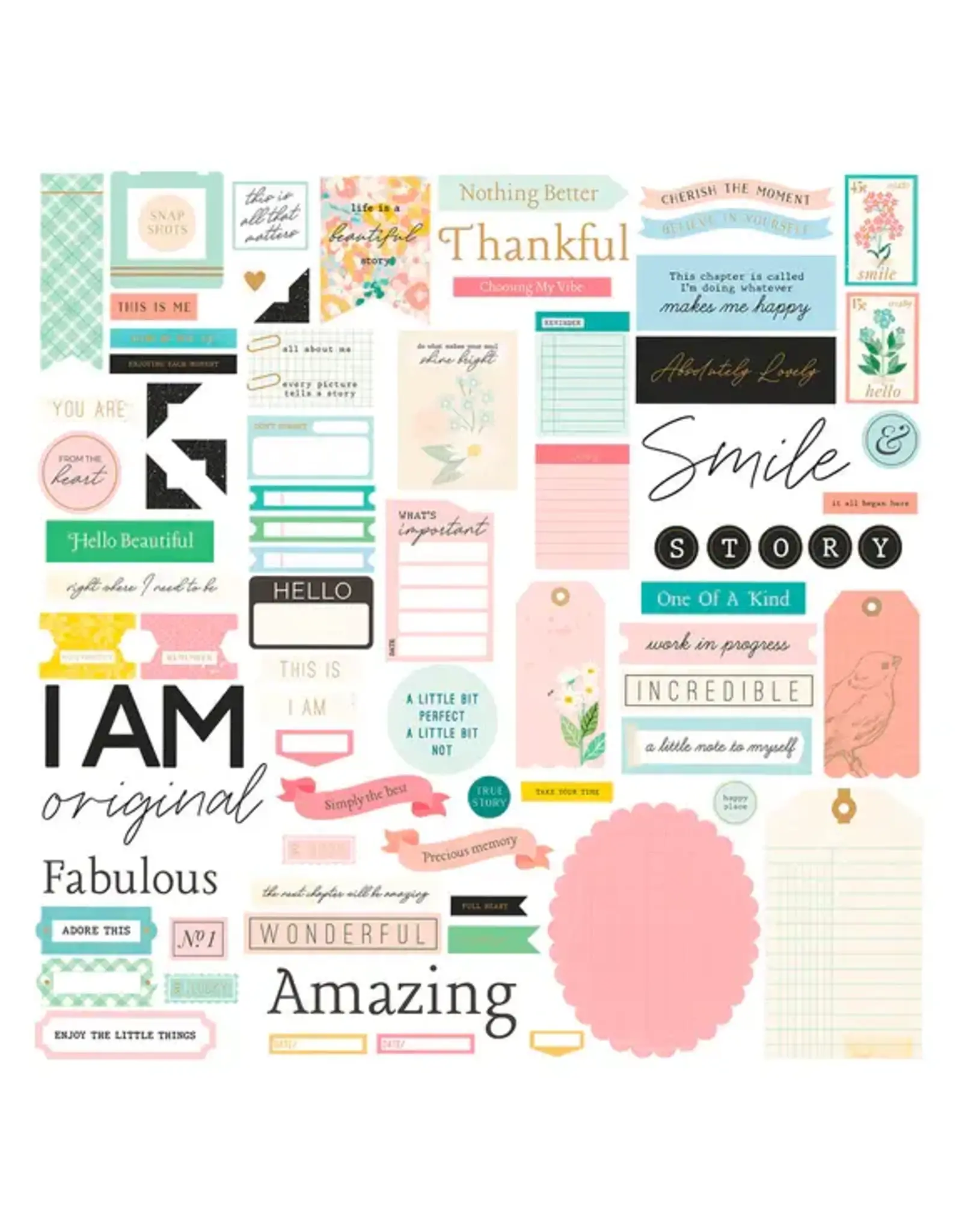 SPELLBINDERS SPELLBINDERS ROSIE'S STUDIO HELLO IT'S ME! SENTIMENTS EPHEMERA DIE-CUTS 166/PK
