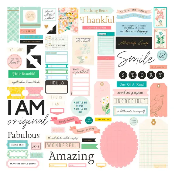 SPELLBINDERS SPELLBINDERS ROSIE'S STUDIO HELLO IT'S ME! SENTIMENTS EPHEMERA DIE-CUTS 166/PK