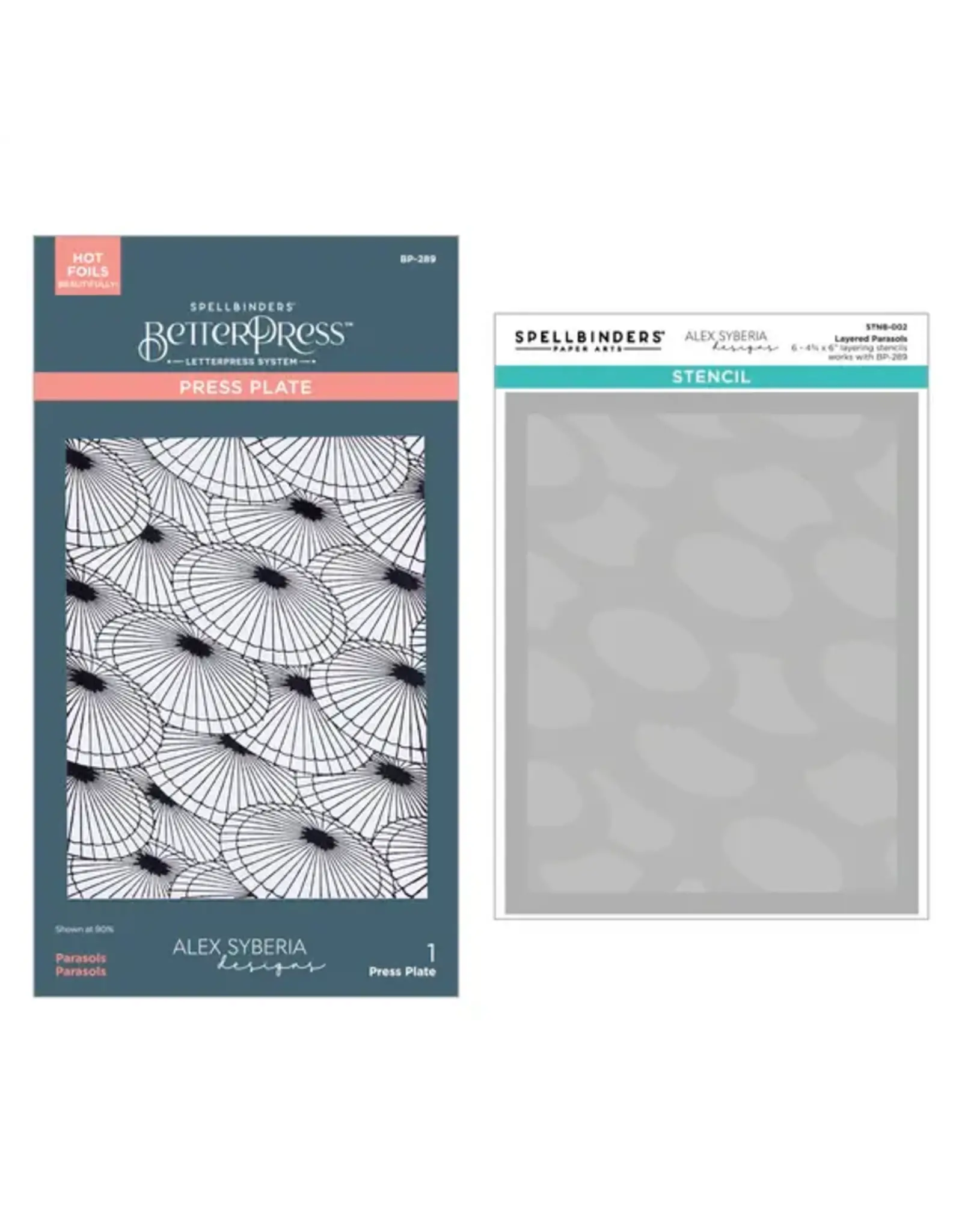 SPELLBINDERS SPELLBINDERS BETTERPRESS ALEX SYBERIA DESIGNS KYOTO COLLECTION SPRING IN KYOTO PRESS PLATE AND STENCIL BUNDLE
