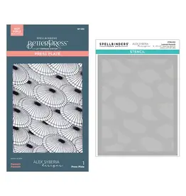 SPELLBINDERS SPELLBINDERS BETTERPRESS ALEX SYBERIA DESIGNS KYOTO COLLECTION SPRING IN KYOTO PRESS PLATE AND STENCIL BUNDLE