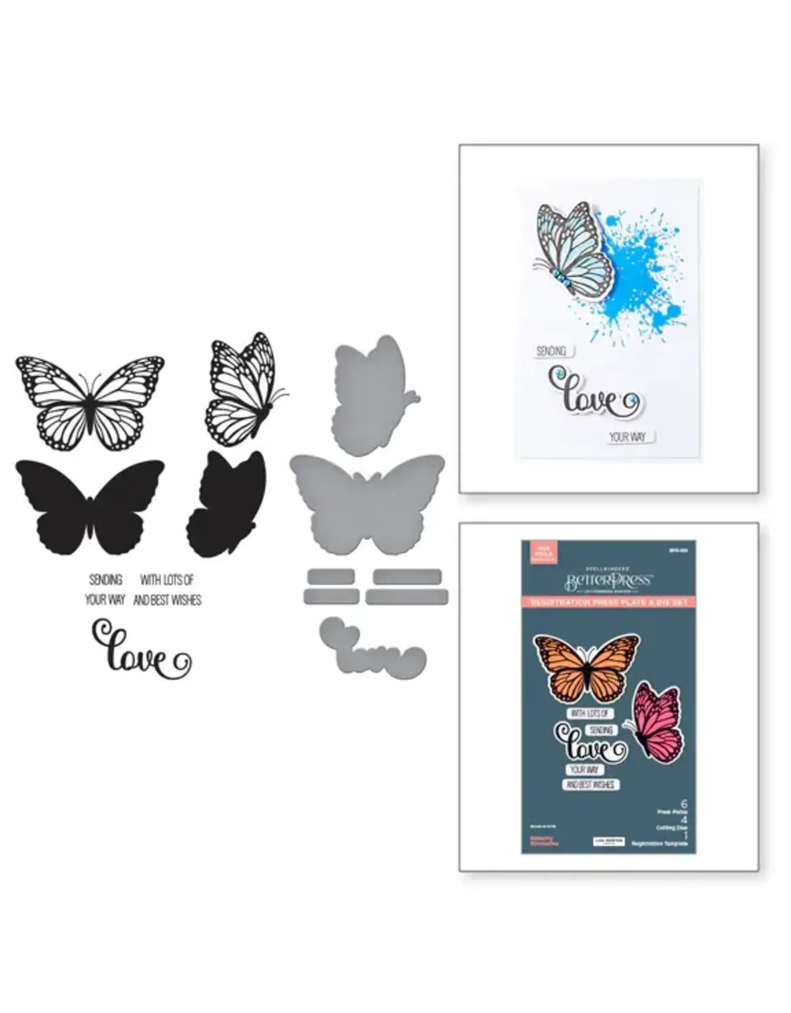 SPELLBINDERS SPELLBINDERS BETTERPRESS LISA HORTON WILDFLOWERS COLLECTION BUTTERFLY SILHOUETTES PRESS PLATES & DIE SET