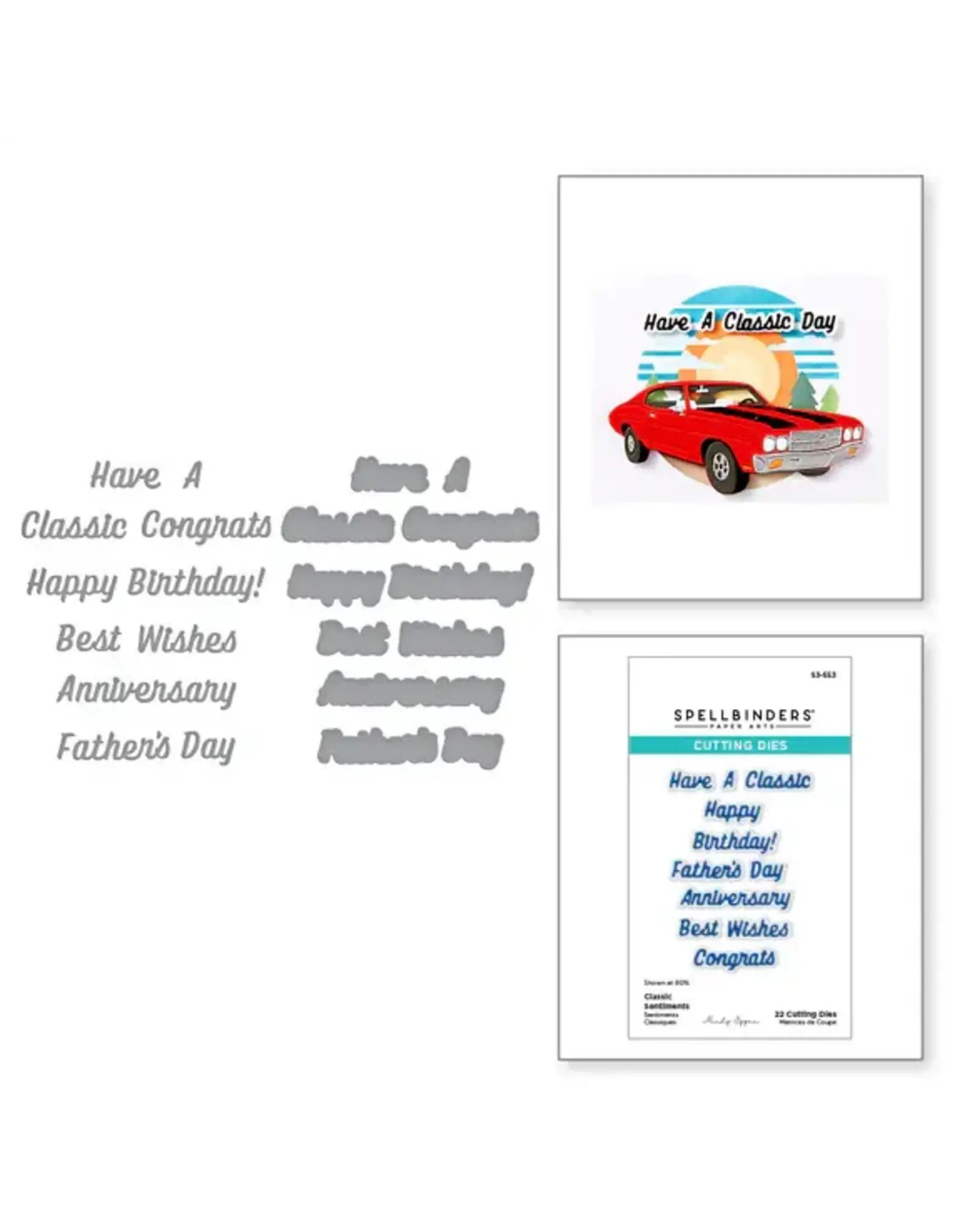 SPELLBINDERS SPELLBINDERS MINDY EGGEN CLASSIC ROAD LEGENDS COLLECTION CLASSIC SENTIMENTS ETCHED DIE SET