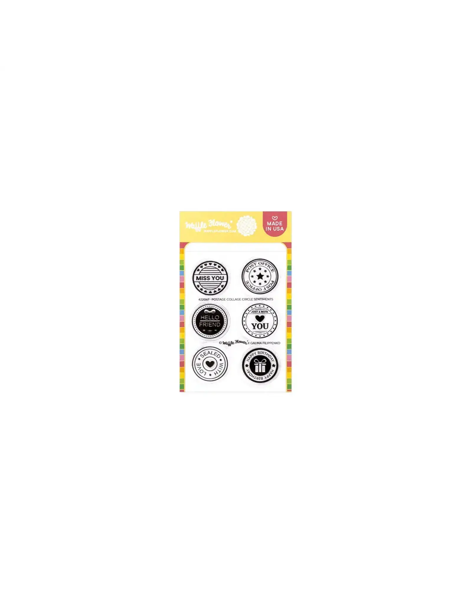 WAFFLE FLOWER WAFFLE FLOWER POSTAGE COLLAGE CIRCLE SENTIMENTS CLEAR STAMP SET