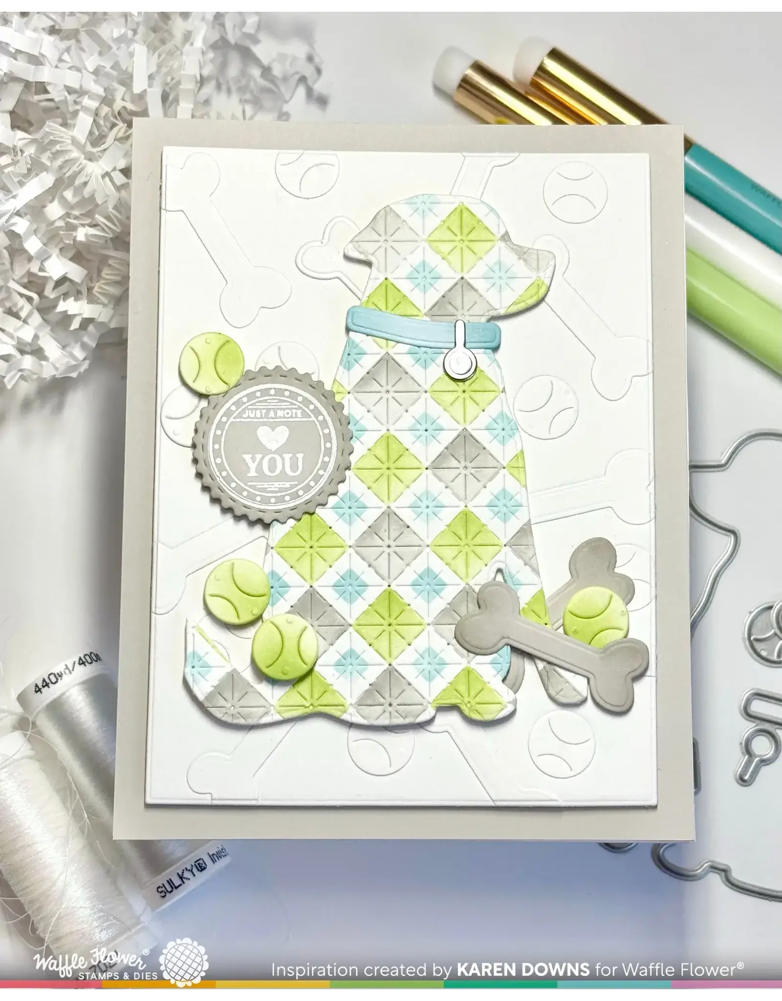 WAFFLE FLOWER WAFFLE FLOWER POSTAGE COLLAGE CIRCLE SENTIMENTS CLEAR STAMP SET