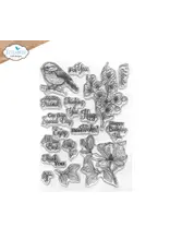 ELIZABETH CRAFT DESIGNS ELIZABETH CRAFT DESIGNS PAPER FLOWERS BY ANGELICA TURNER FLORAL BRANCHES & SENTIMENTS CLEAR STAMP SET