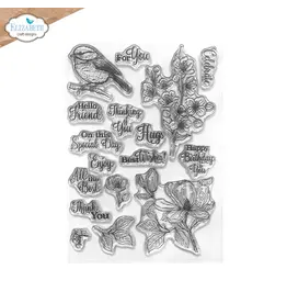 ELIZABETH CRAFT DESIGNS ELIZABETH CRAFT DESIGNS PAPER FLOWERS BY ANGELICA TURNER FLORAL BRANCHES & SENTIMENTS CLEAR STAMP SET