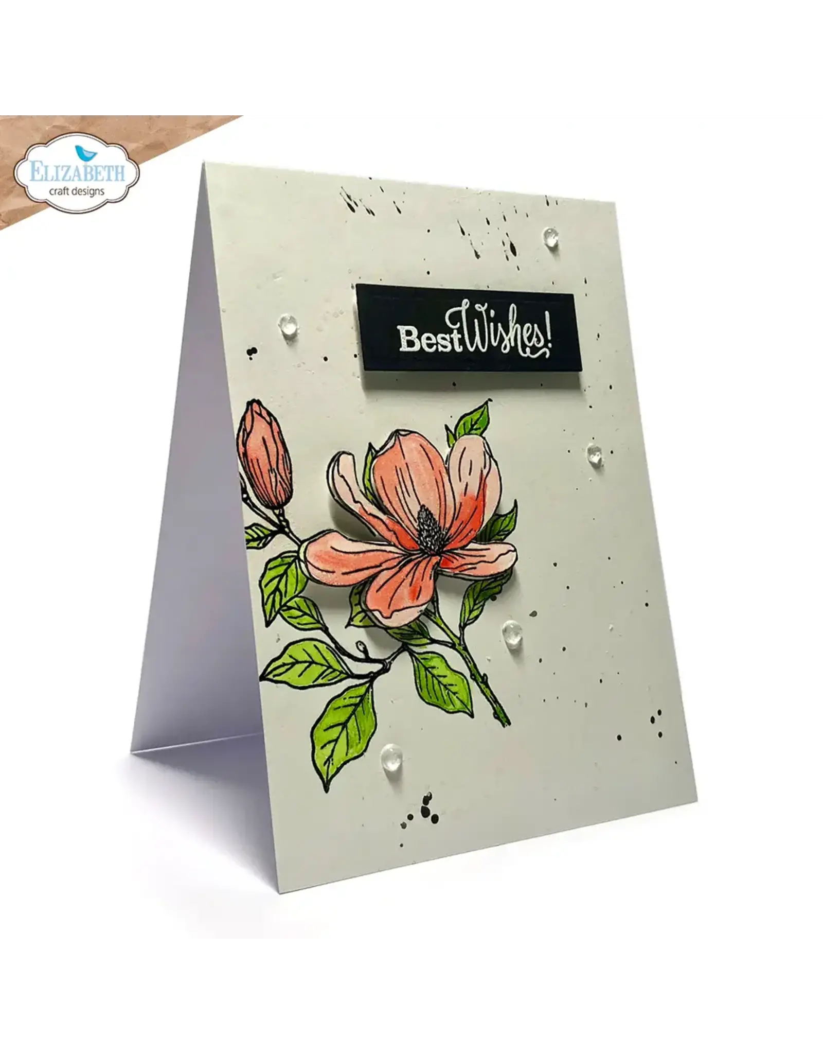 ELIZABETH CRAFT DESIGNS ELIZABETH CRAFT DESIGNS PAPER FLOWERS BY ANGELICA TURNER FLORAL BRANCHES & SENTIMENTS CLEAR STAMP SET