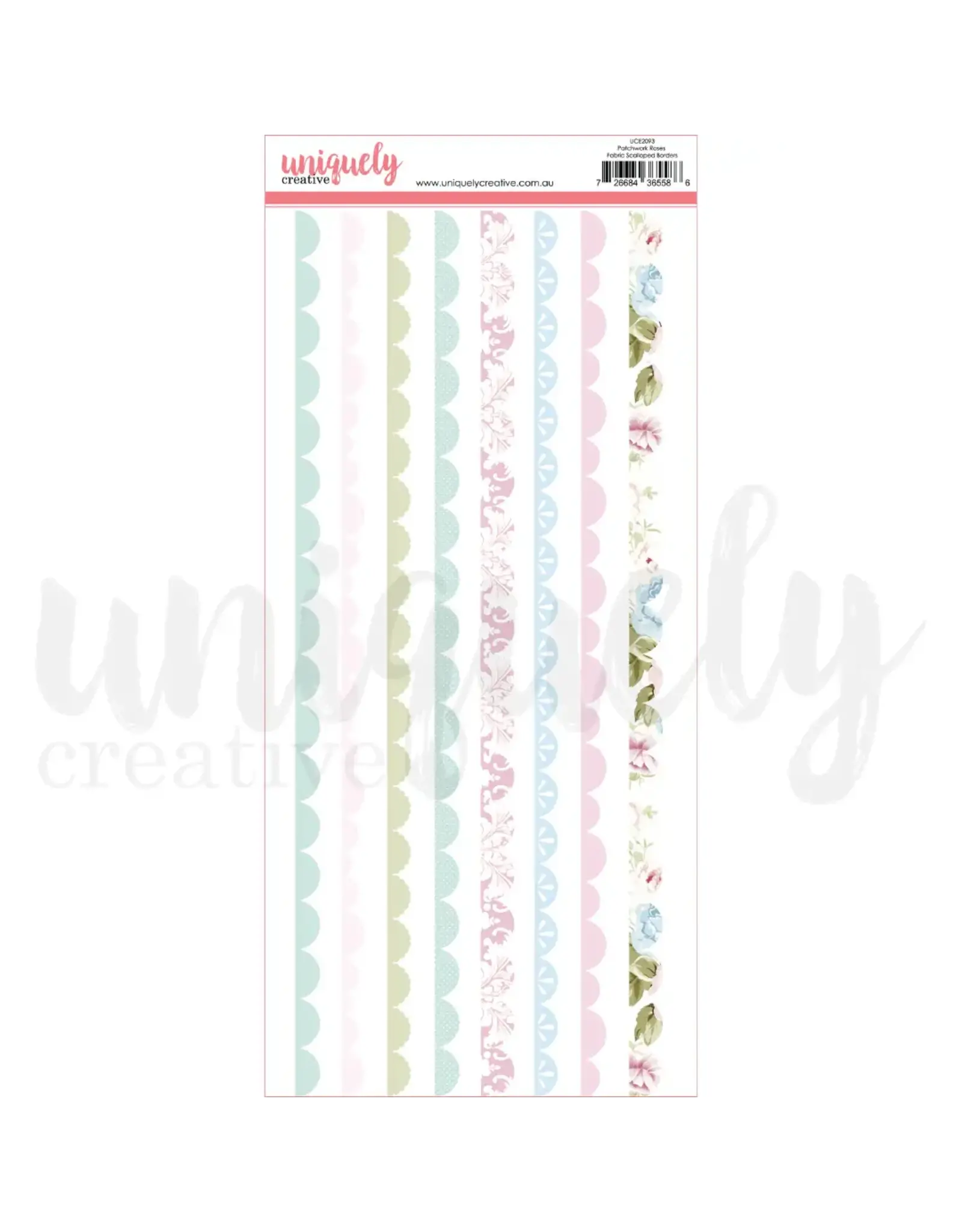 UNIQUELY CREATIVE UNIQUELY CREATIVE PATCHWORK ROSES FABRIC SCALLOPED BORDERS