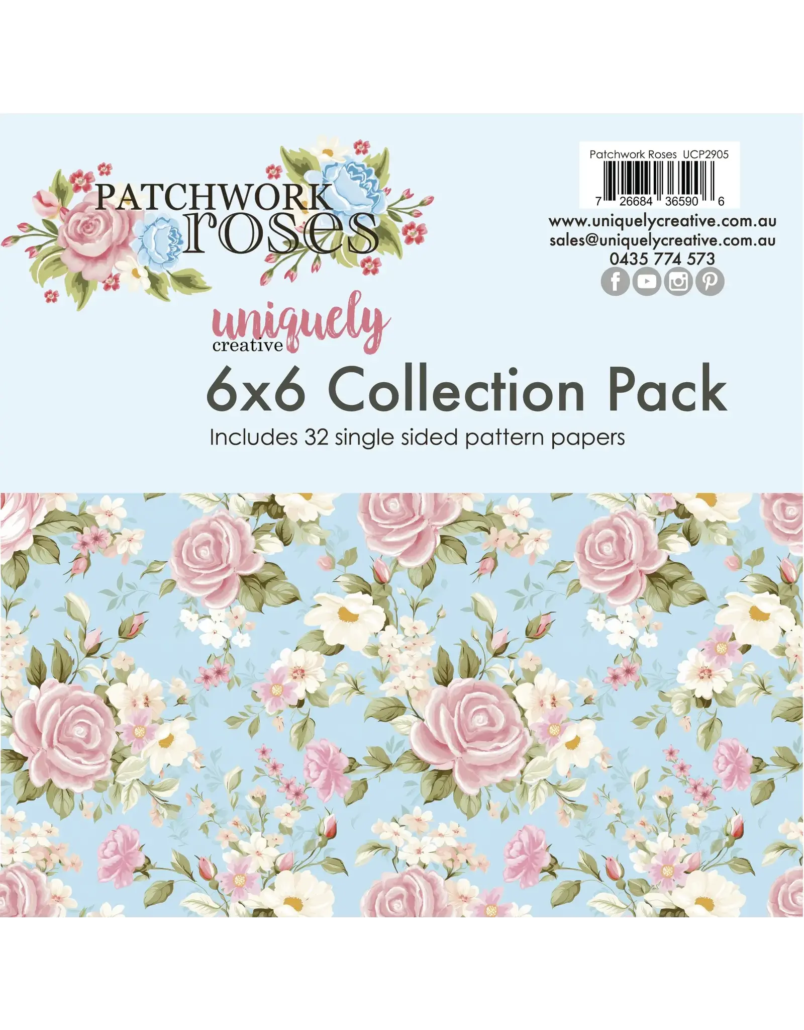 UNIQUELY CREATIVE UNIQUELY CREATIVE PATCHWORK ROSES 6x6 COLLECTION PACK