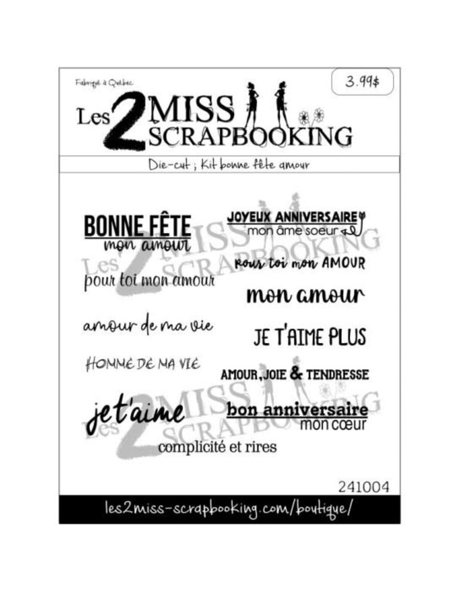 LES 2 MISS SCRAPBOOKING LES 2 MISS SCRAPBOOKING KIT BONNE FÊTE AMOUR DIE-CUTS