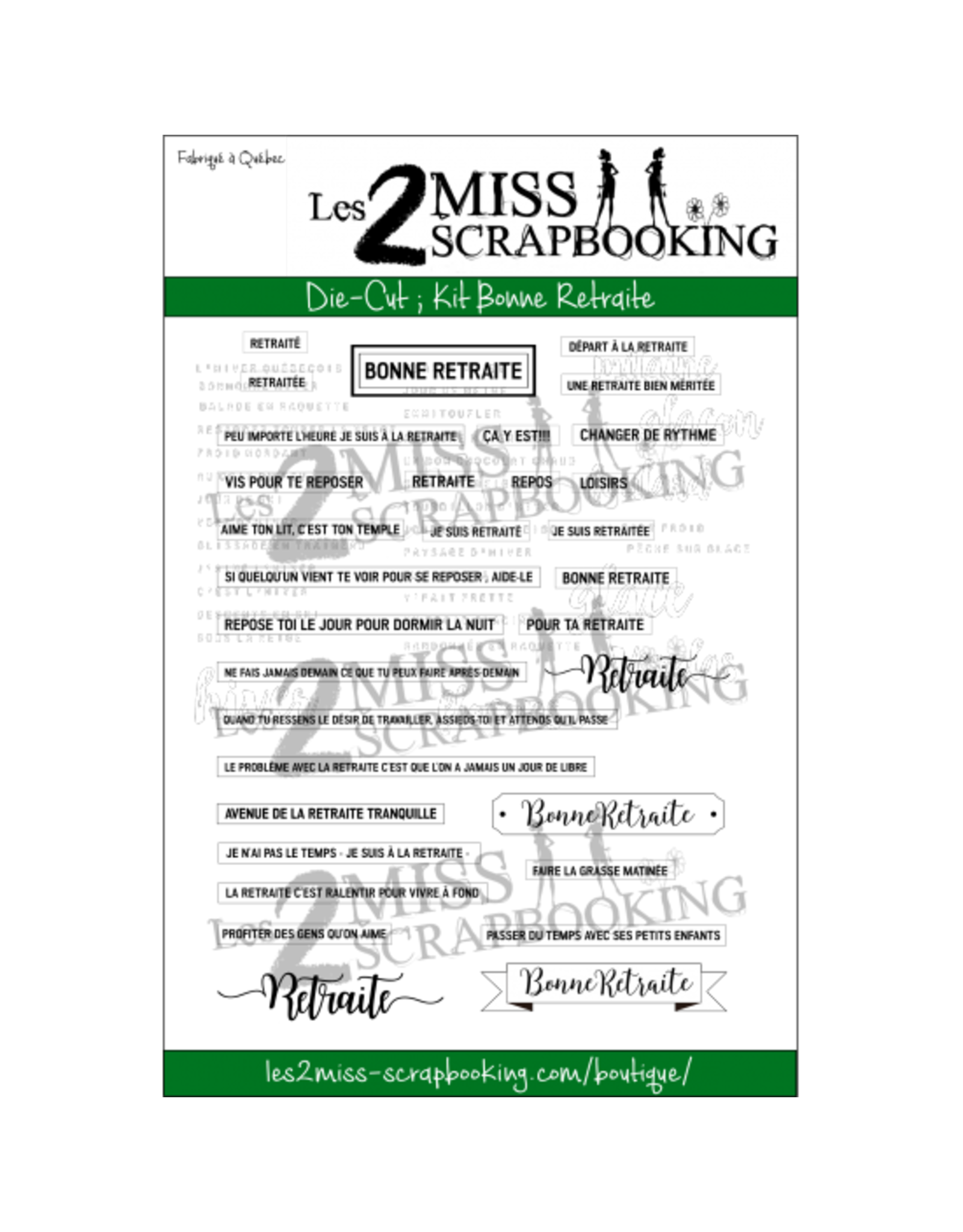 LES 2 MISS SCRAPBOOKING LES 2 MISS SCRAPBOOKING KIT BONNE RETRAITE DIE-CUTS