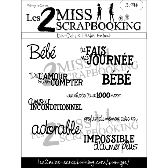 LES 2 MISS SCRAPBOOKING LES 2 MISS SCRAPBOOKING KIT BÉBÉ/ENFANT 3 DIE-CUTS