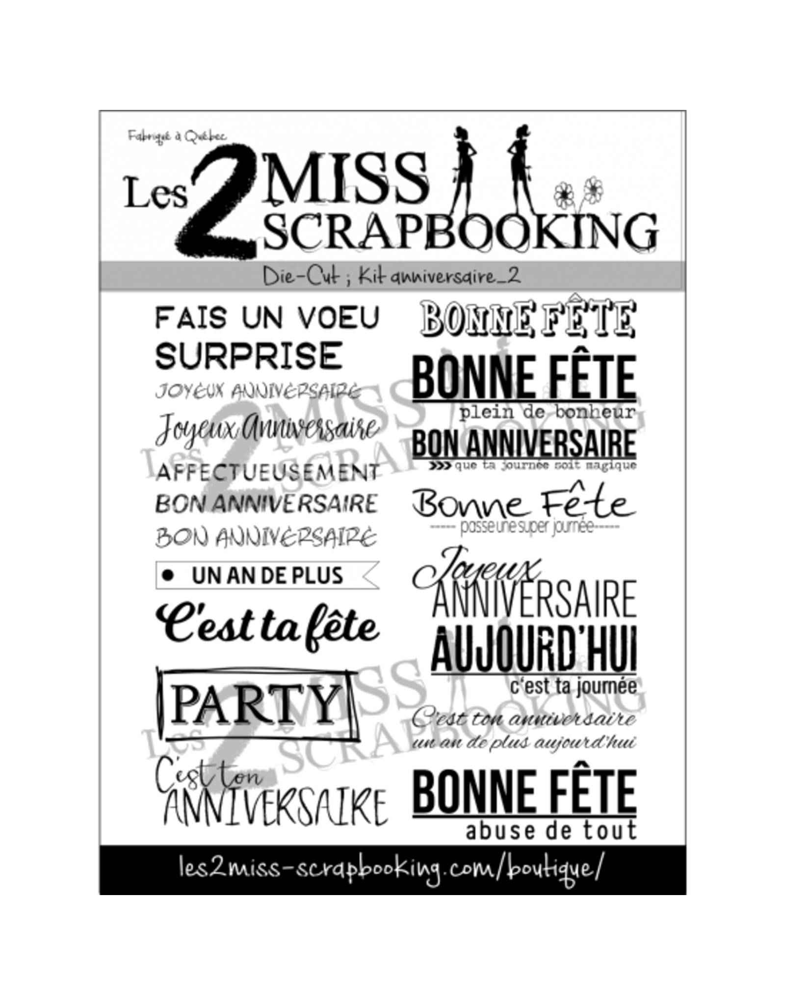 LES 2 MISS SCRAPBOOKING LES 2 MISS SCRAPBOOKING KIT ANNIVERSAIRE 2 DIE-CUTS