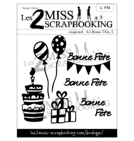 LES 2 MISS SCRAPBOOKING LES 2 MISS SCRAPBOOKING KIT BONNE FÊTE 5 BALLONS CHIPBOARD