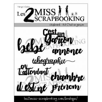 LES 2 MISS SCRAPBOOKING LES 2 MISS SCRAPBOOKING KIT C'EST UN GARÇON CHIPBOARD