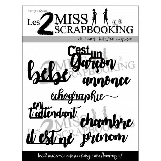 LES 2 MISS SCRAPBOOKING LES 2 MISS SCRAPBOOKING KIT C'EST UN GARÇON CHIPBOARD
